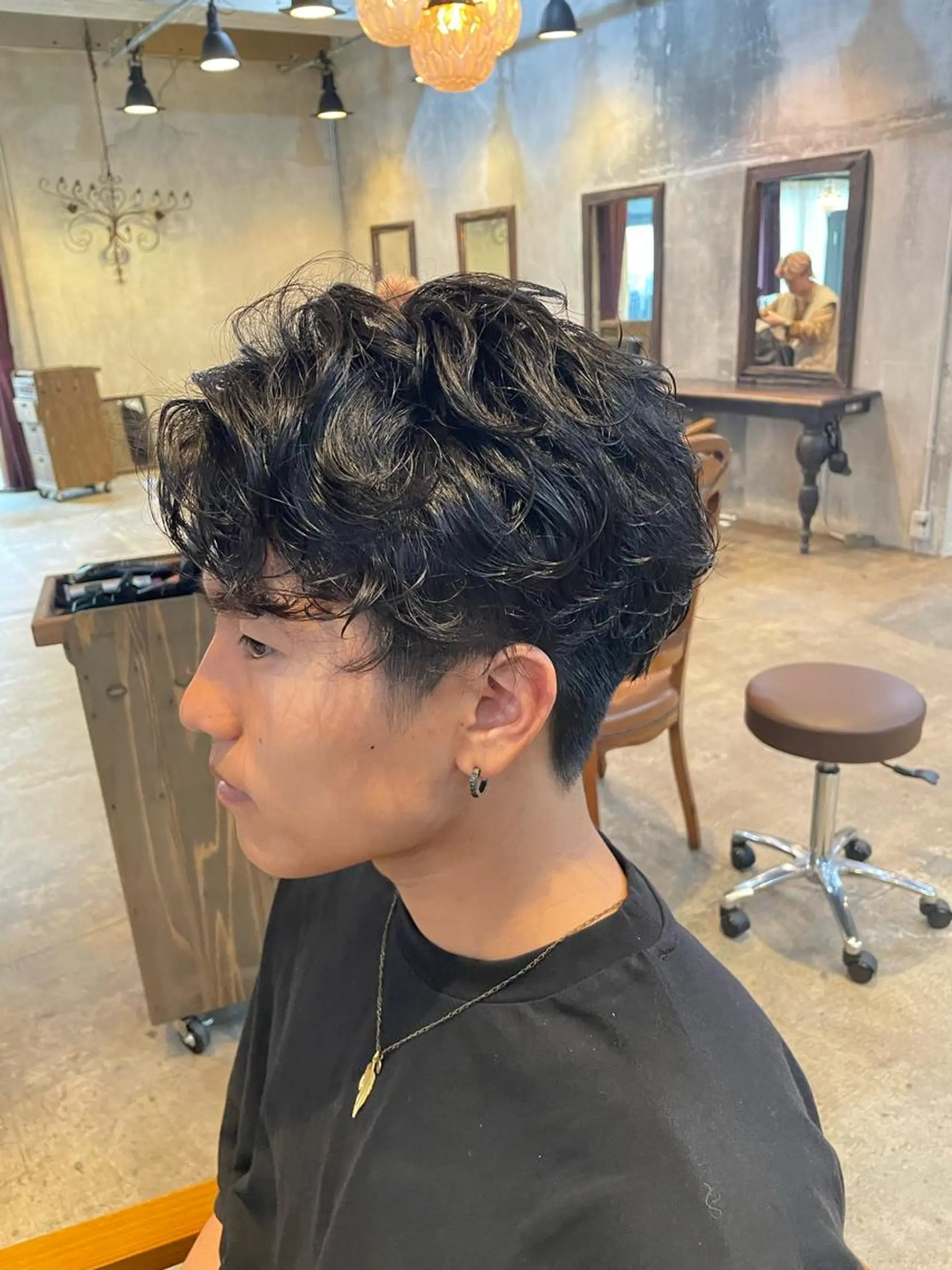 パーマ メンズ カット パーマ ミルクティー× グレージュMOMOのヘアスタイル