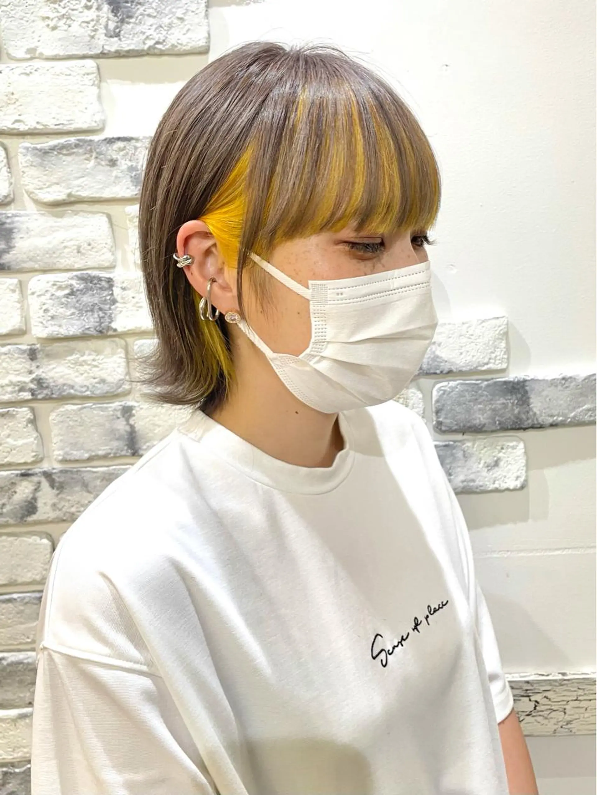 ミディアム カラー ミストバング  フェイスフレーミング ヘアカラー 後藤 陽花子のヘアスタイル