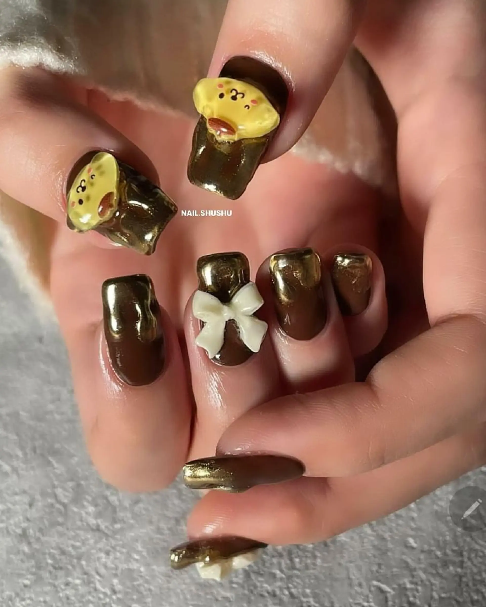 ネイル 持ち込み ニュアンスネイル シンプルネイル 冬ネイル 3dパーツ/流行り 👧shushu❤️のネイルデザイン