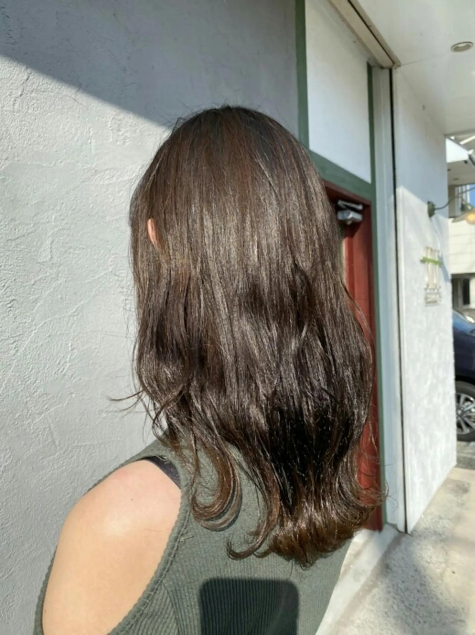 セミロング カラー 酸性ストレート/ブリ ーチなしWカラー河本のヘアスタイル