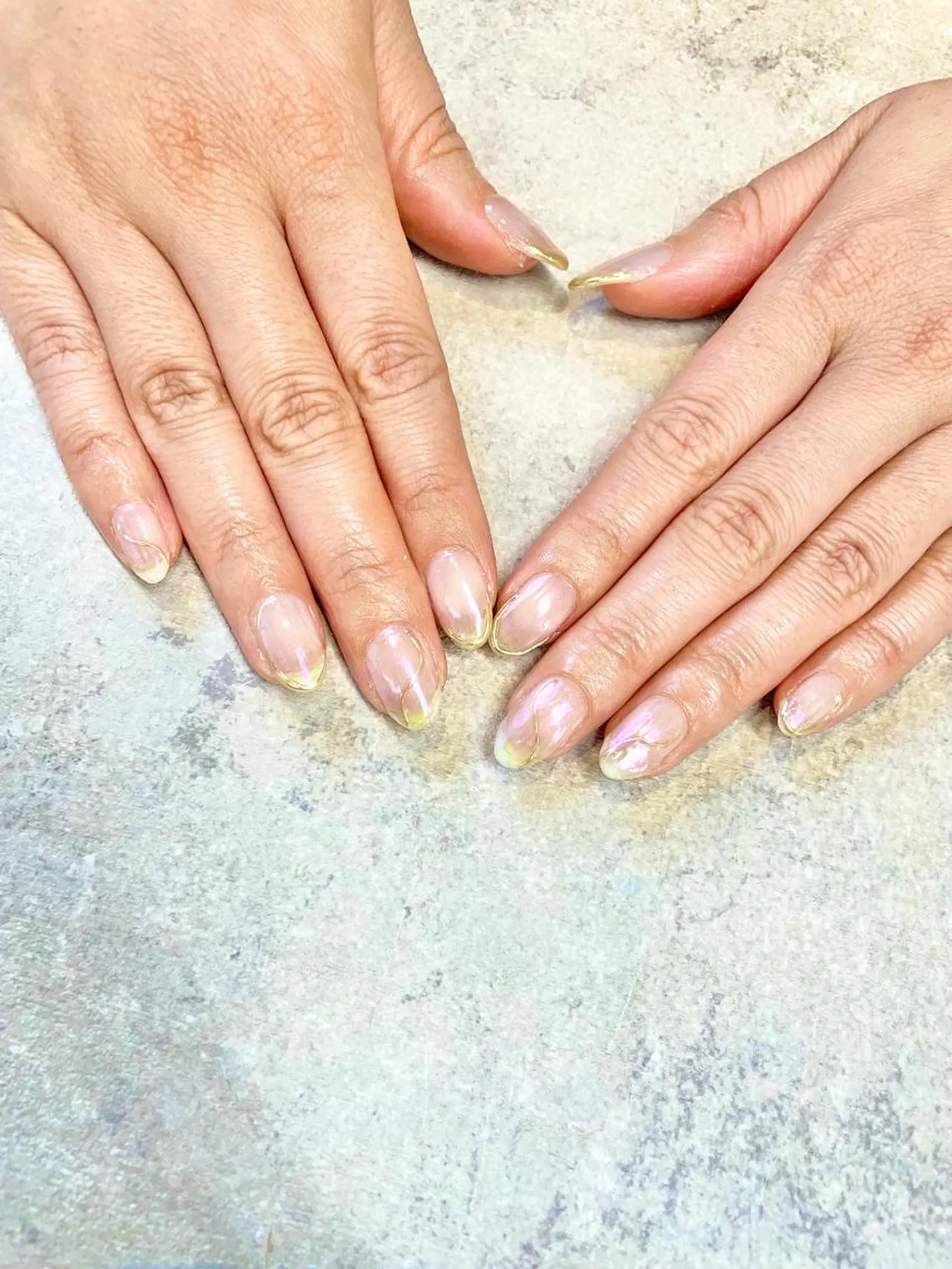 ネイル アートネイル オーロラネイル フレンチネイル ジェルネイル ガラスフレンチ ハンドネイル ハンドケア FASTNAIL PLUS 新宿店のネイルデザイン