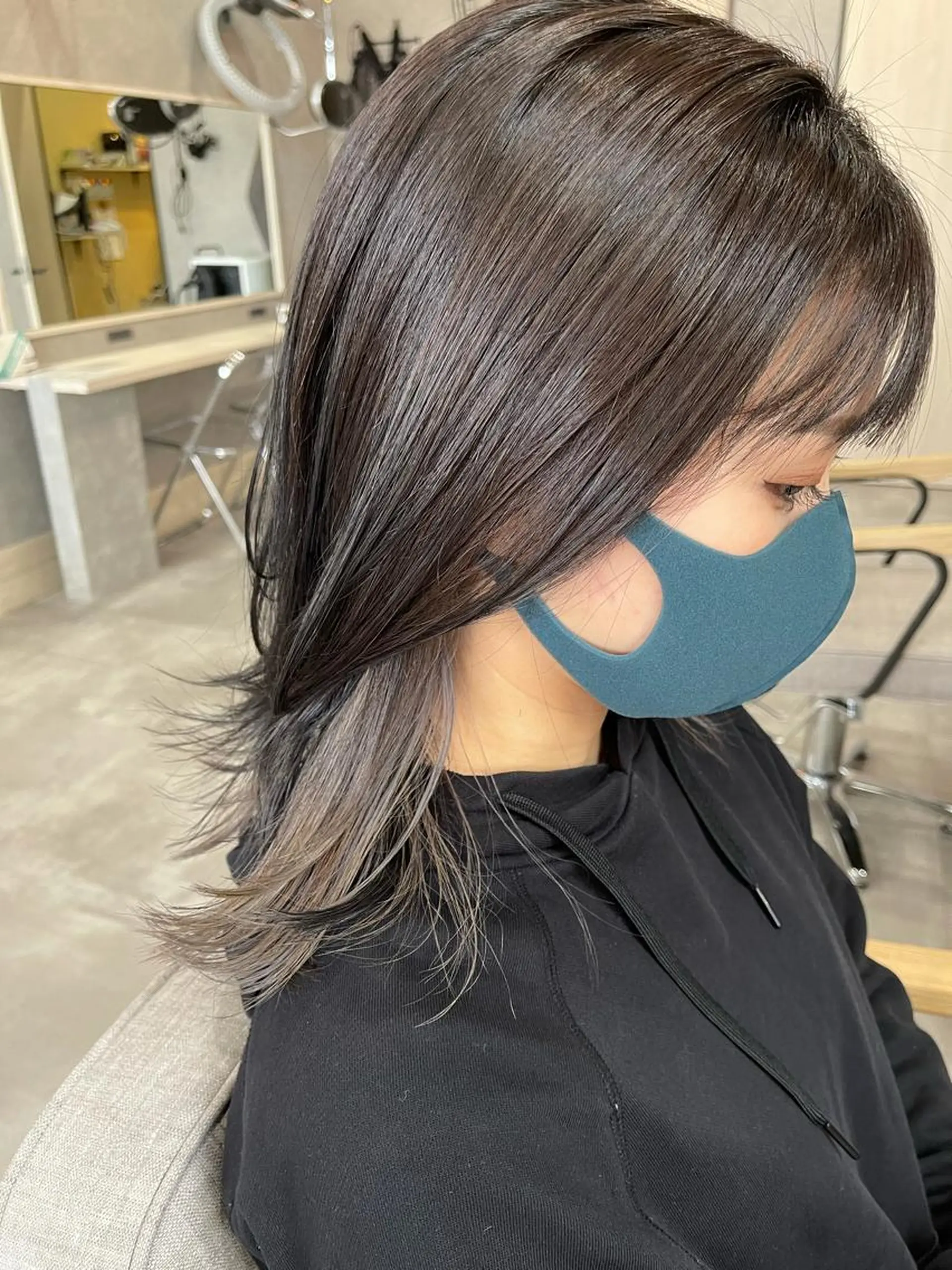 ミディアム カラー カット ヘアカラー トリートメント 一ノ瀬 暁のヘアスタイル