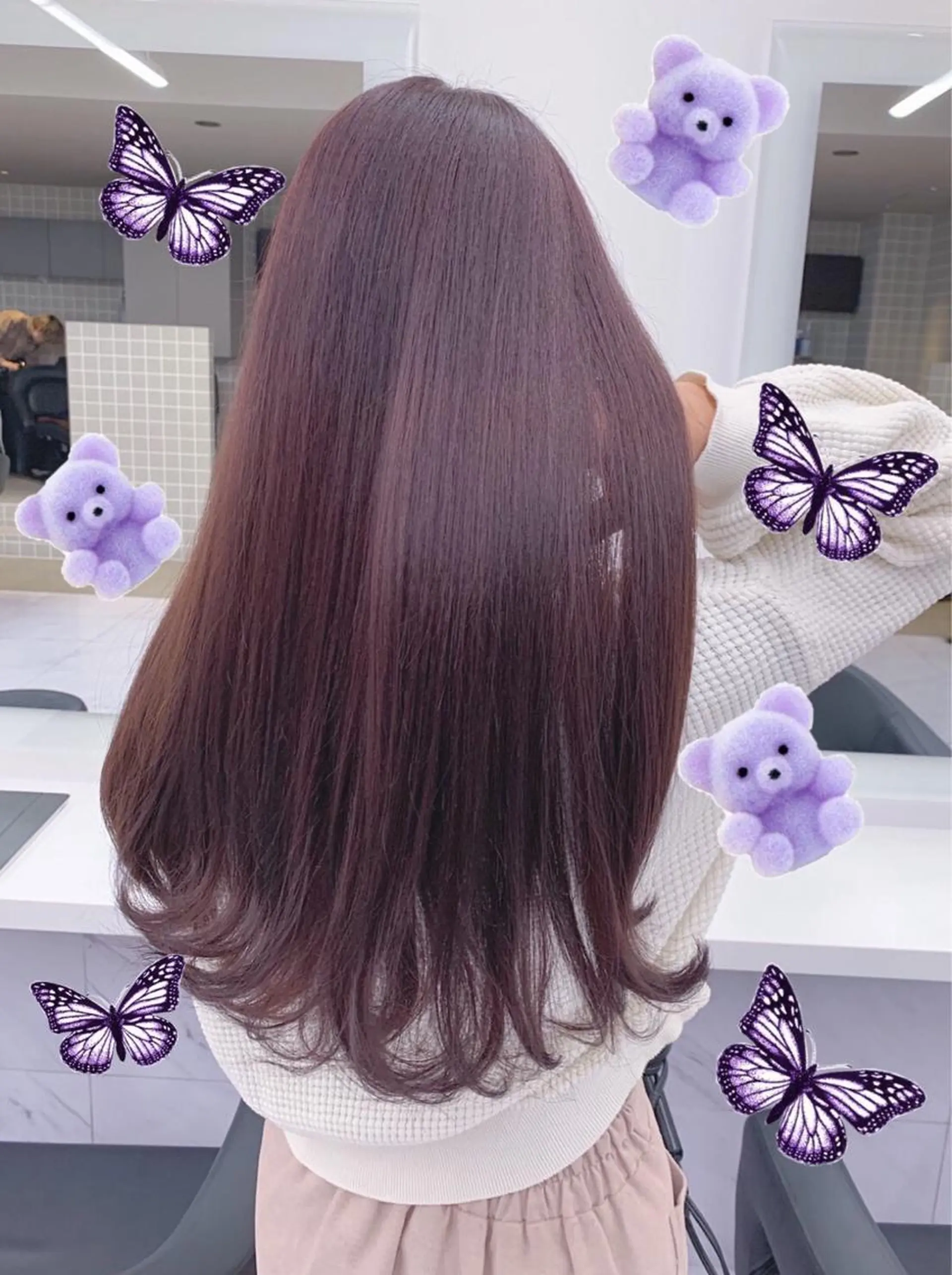 セミロング カット パーマ トリートメント 🦋韓国レイヤー｜ 透明感グレージュ🦋のヘアスタイル