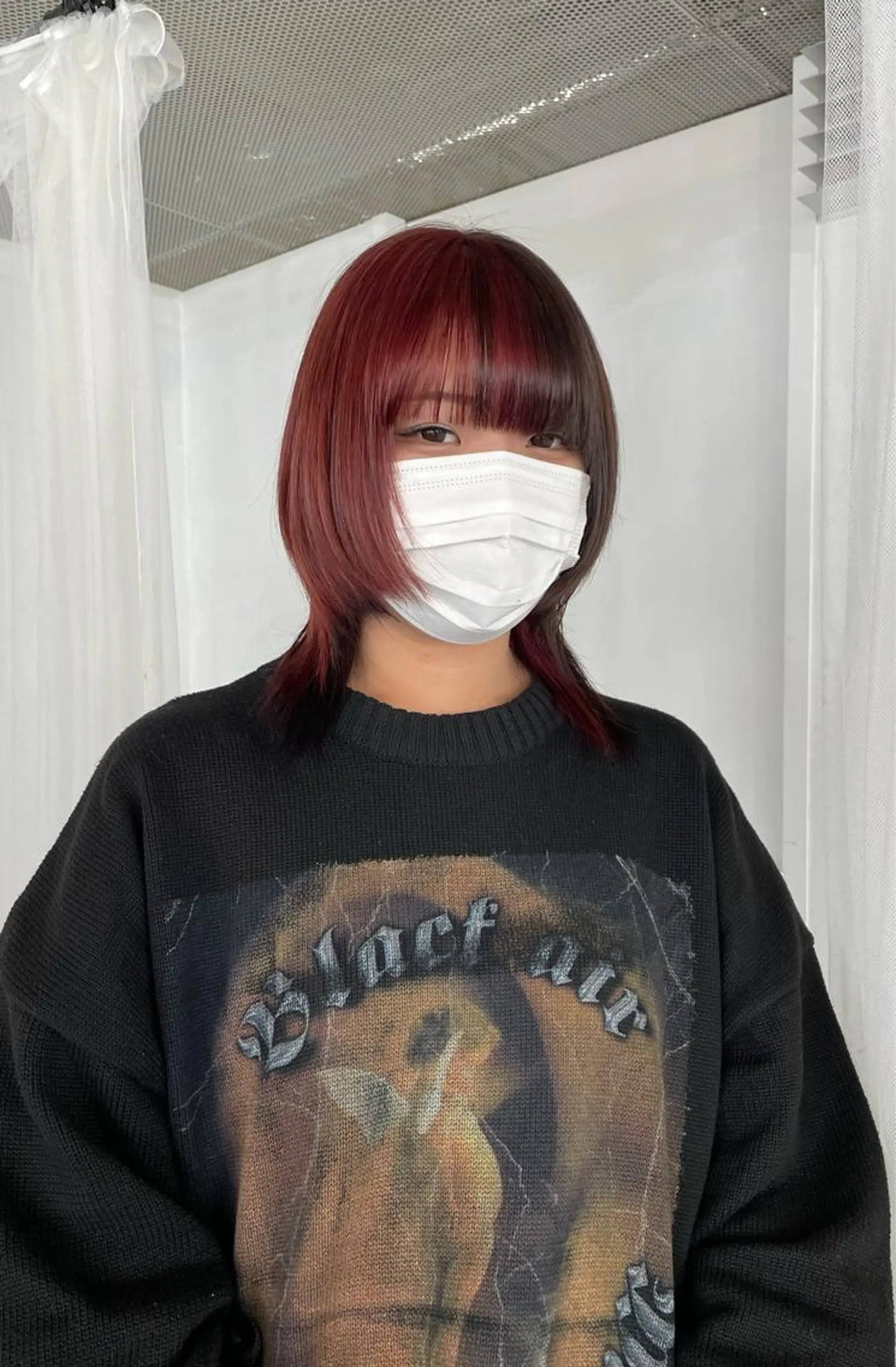 ミディアム カラー デザインカラー ウルフカット chiharu ボブ/レイヤーのヘアスタイル