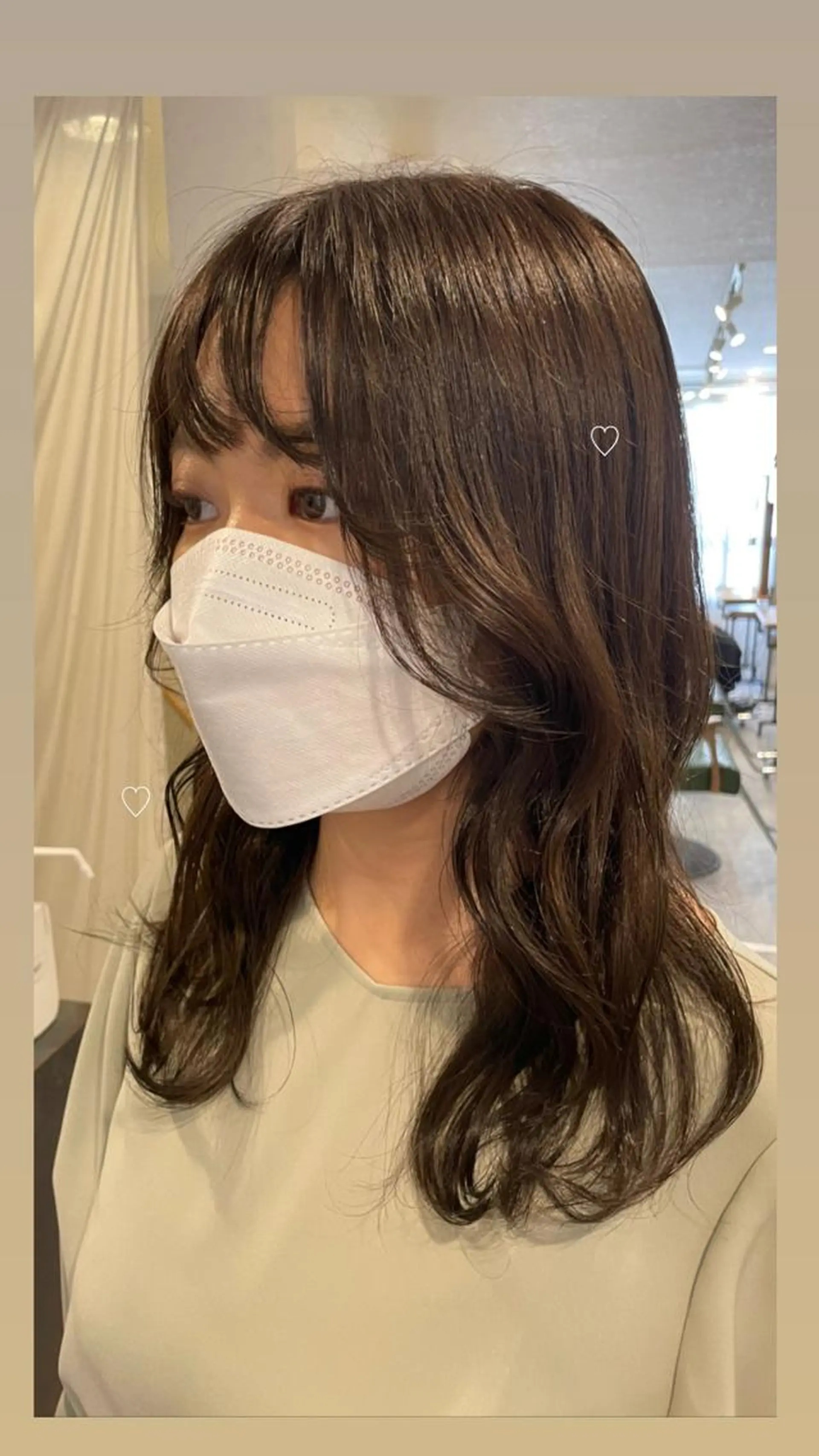 ロング カラー ベージュカラー オリーブベージュ カット ヘアカラー トリートメント 北山 巴奈のヘアスタイル