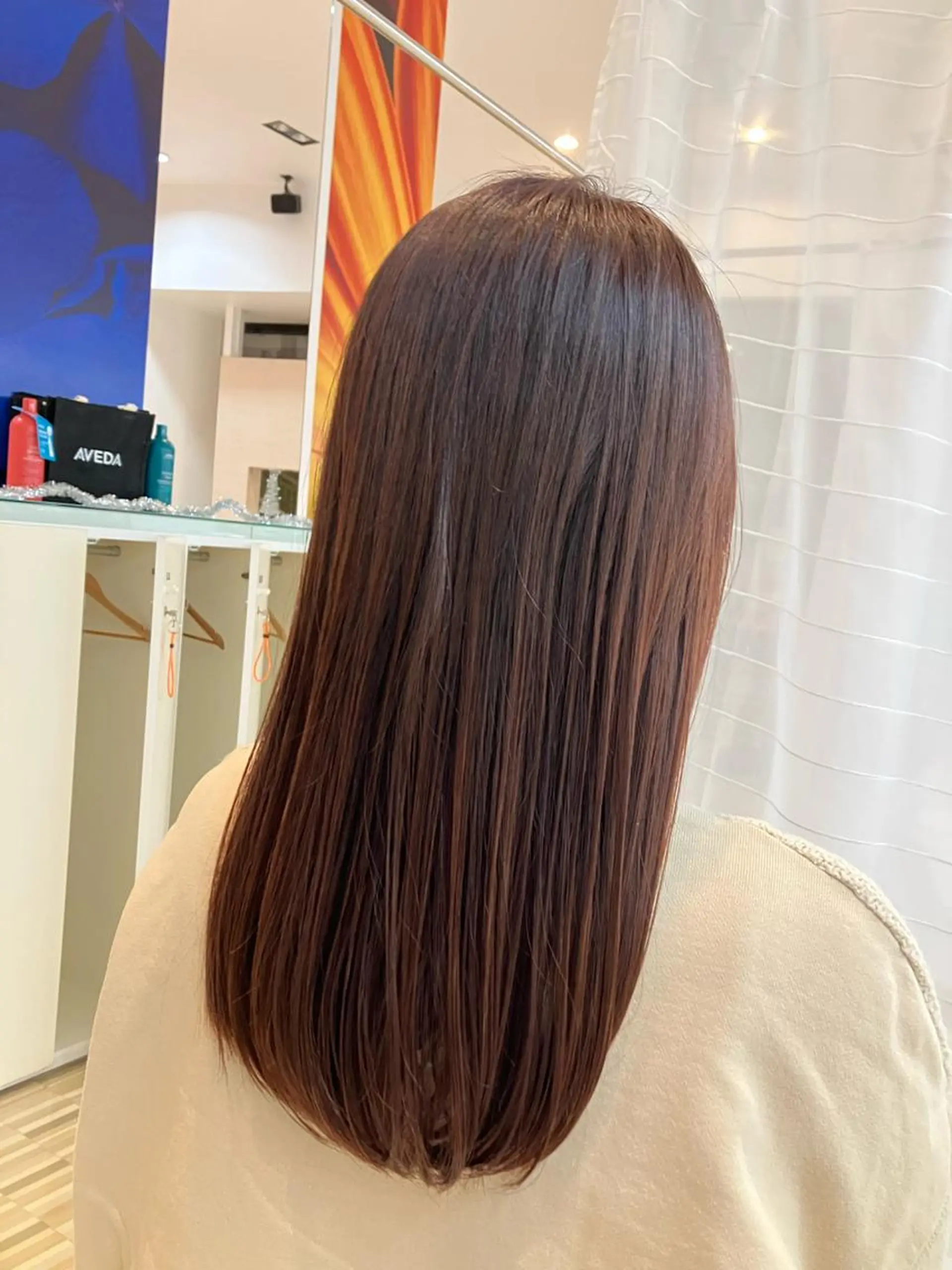 セミロング カラー ブラウンカラー 透明感カラー ピンクカラー ピンクブラウン ヘアカラー 生田 比奈のヘアスタイル