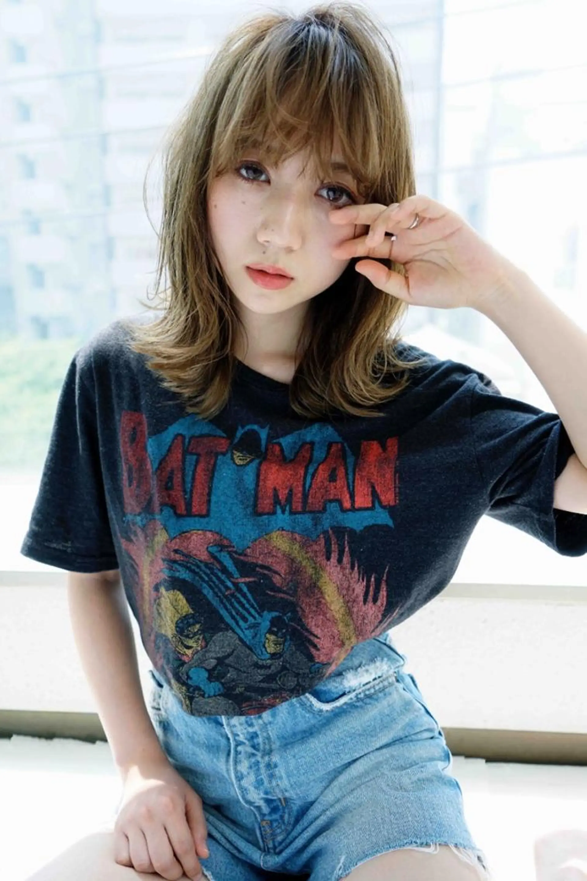 ミディアム カラー 韓国メンズヘア　ミル クティボブ　足立佳代のヘアスタイル