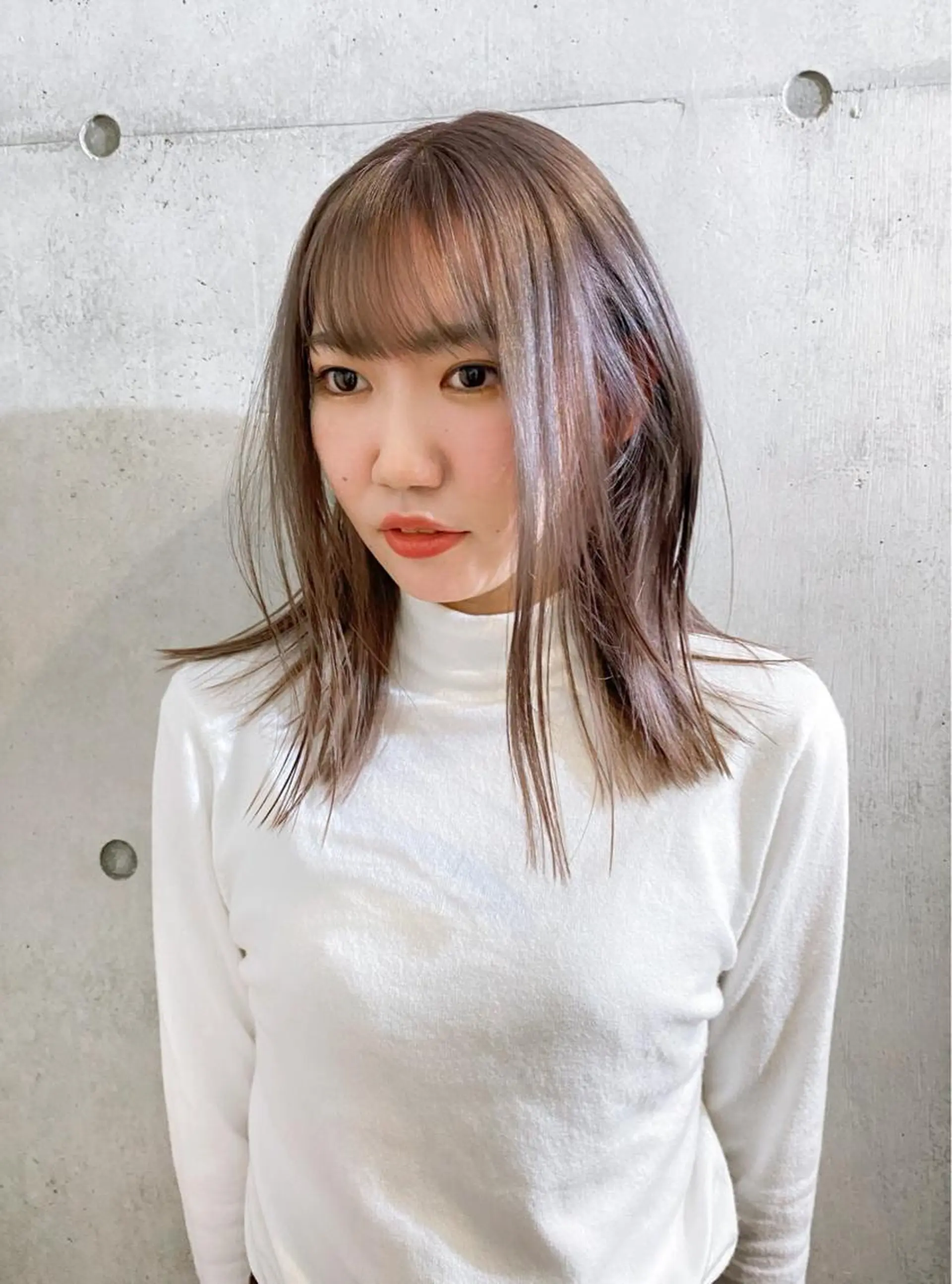 ミディアム カラー パーマ、髪質改善 菊地美月のヘアスタイル