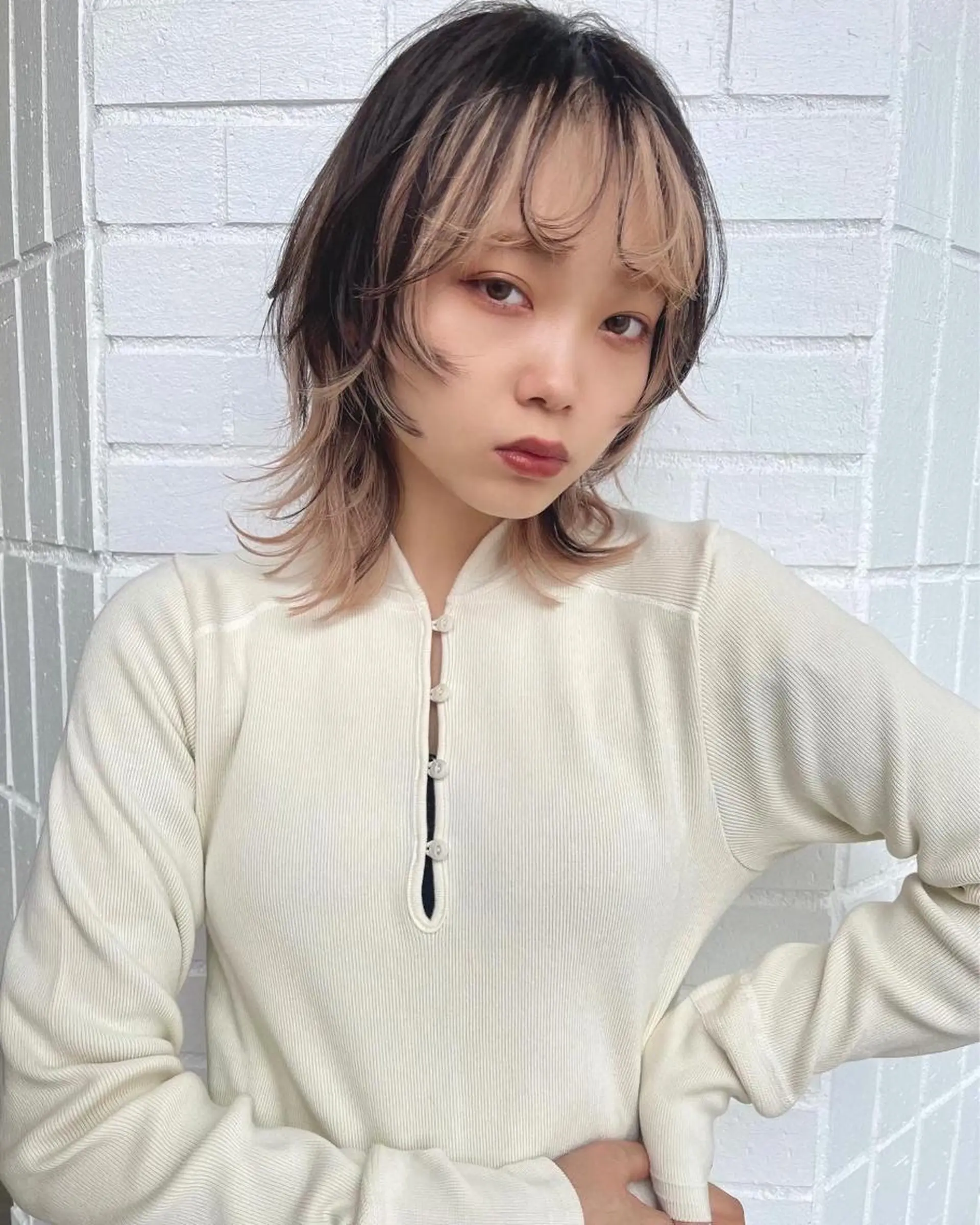 ミディアム カラー ヘアアレンジ ハイトーンを育てる ブリーチカラー/牧原のヘアスタイル