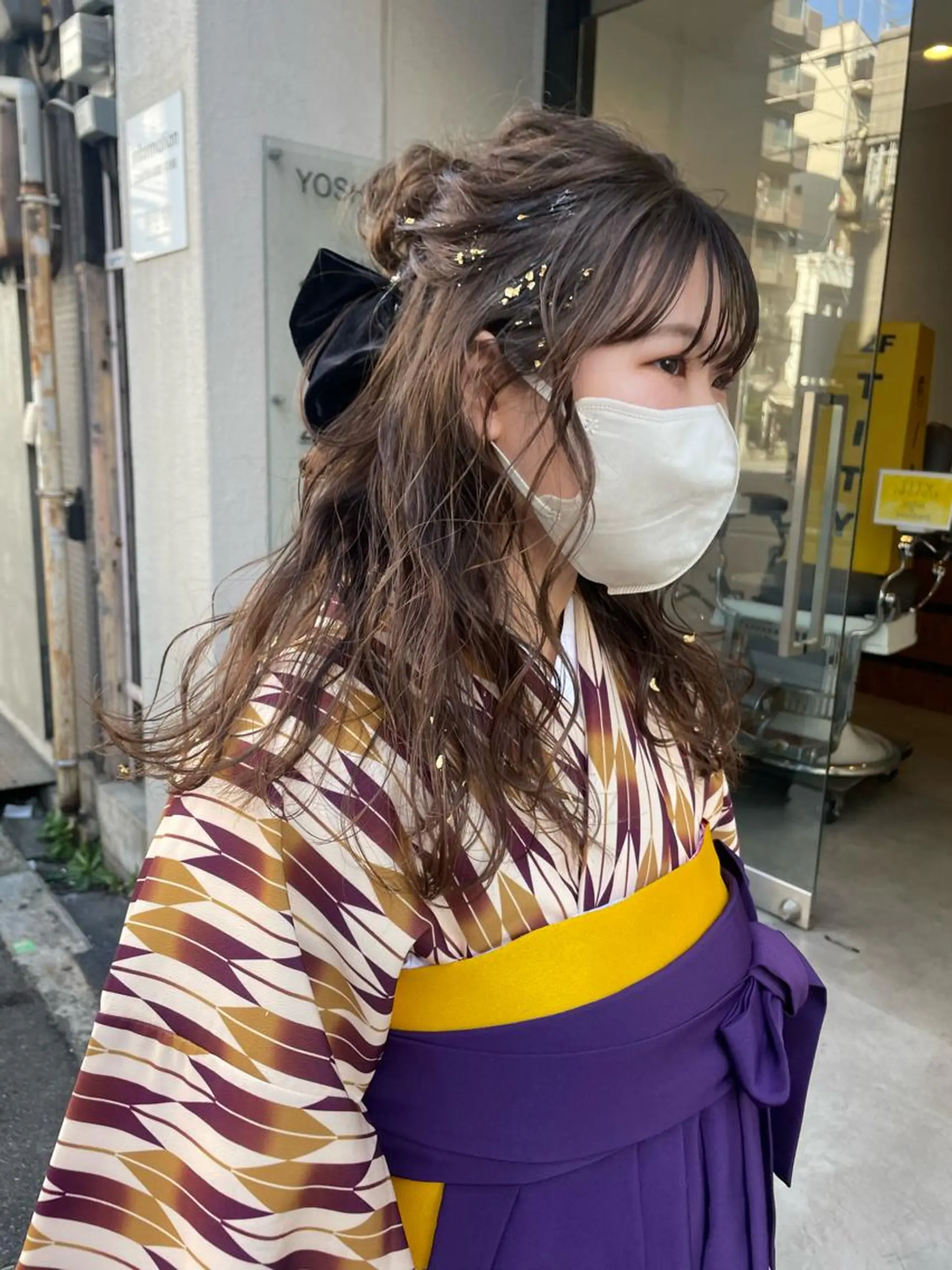 セミロング ヘアアレンジ 卒業式のヘアスタイル 心斎橋/レイヤー/ ブリーチ/モエのヘアスタイル
