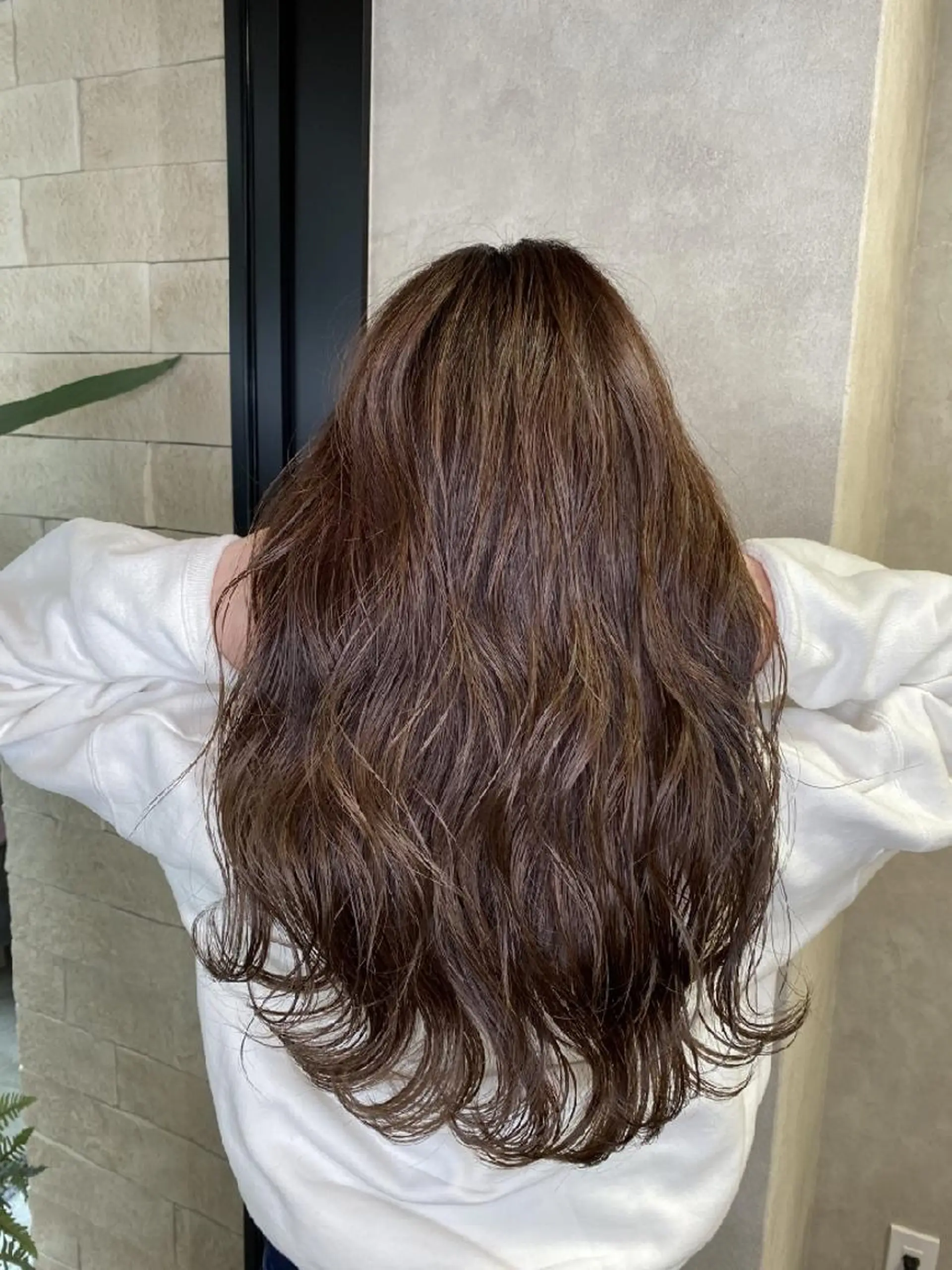 セミロング カラー バレイヤージュ ブラウンカラー ダブルカラー ハイライトカラー ピンクカラー RIENS♡xrea 山本優舞のヘアスタイル
