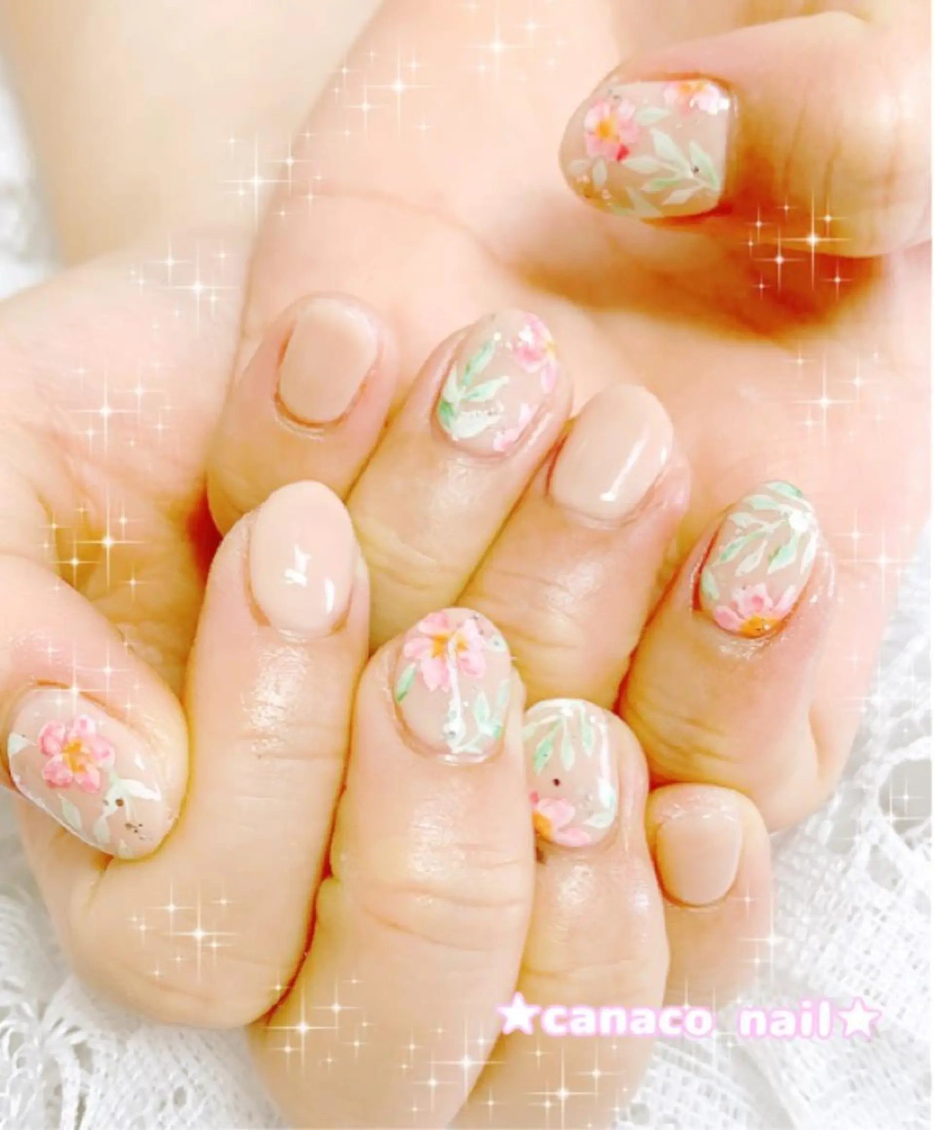 ネイル アートネイル フラワーネイル ジェルネイル パラジェル ストーンネイル Felice所属・ベテランネイル cnc nailのネイルデザイン