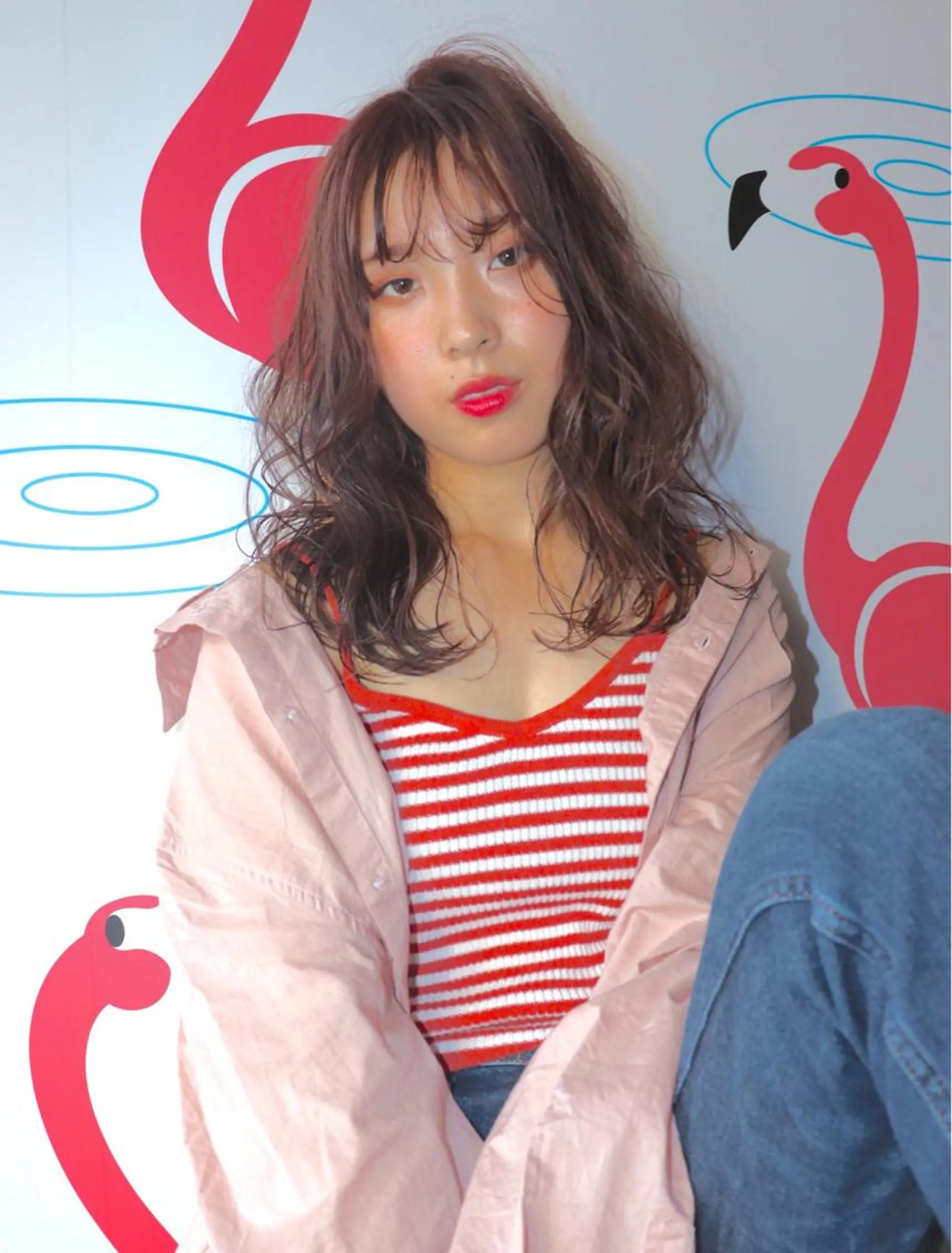 ロング カラー ラベンダーカラー カット ヘアカラー トリートメント 萌花　moeka /韓国/レイヤーのヘアスタイル