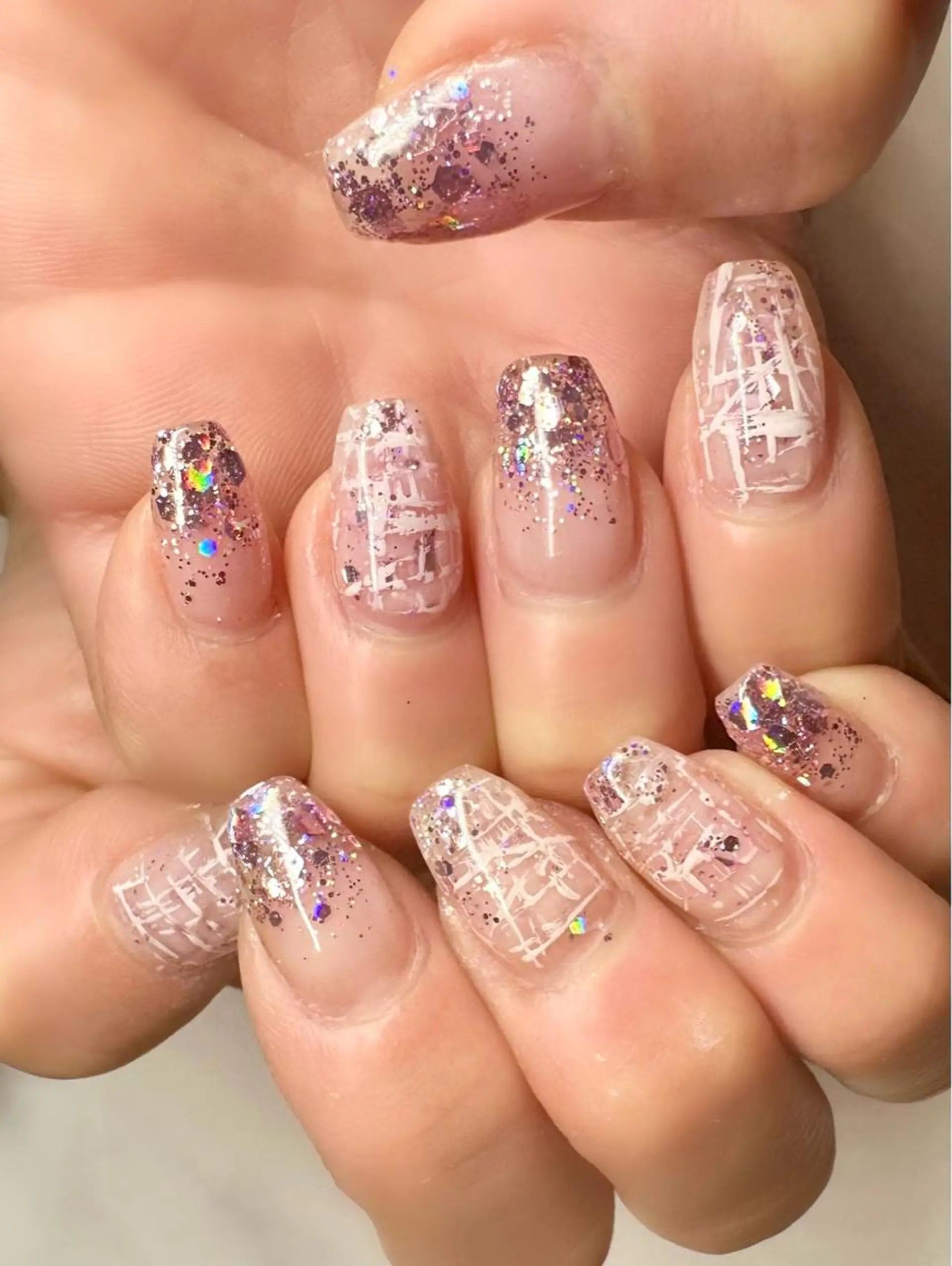 ネイル オーロラネイル キラキラネイル ラメ(グリッター) ピンク Nail ameria megu所属・ameria meguのネイルデザイン