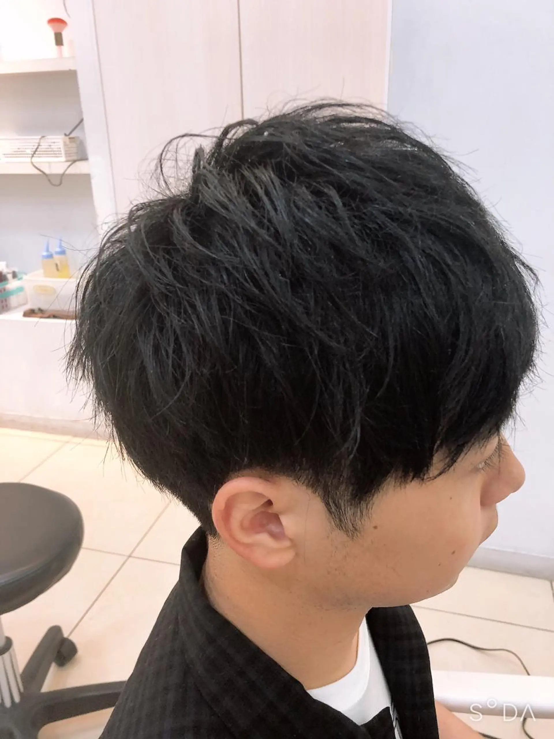 ショート パーマ メンズ 髪質改善× 白髪ぼかし溝江のヘアスタイル