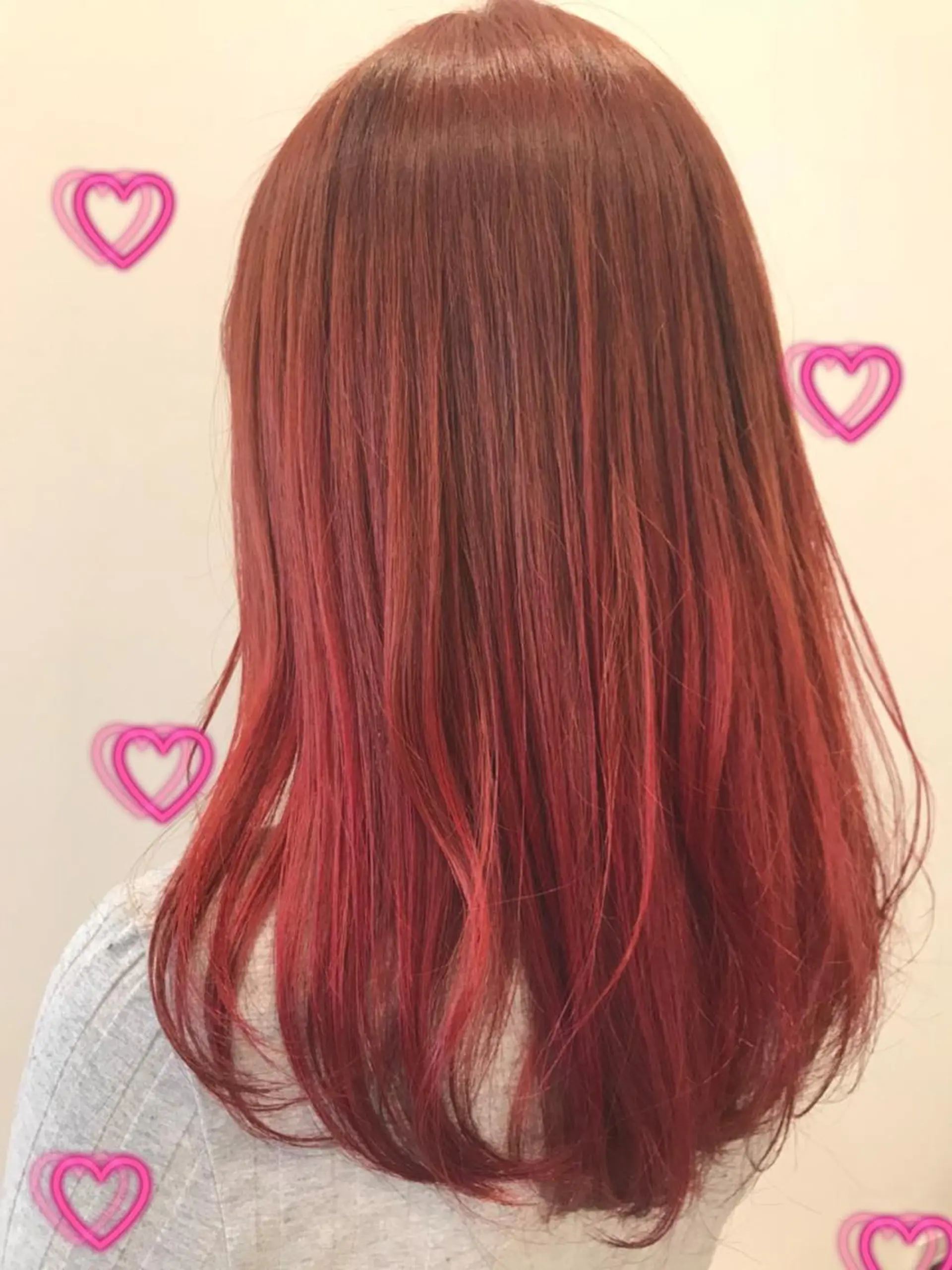 ミディアム カラー レッドカラー 新宿駅近♡個室 ♡関口三都季🌜のヘアスタイル