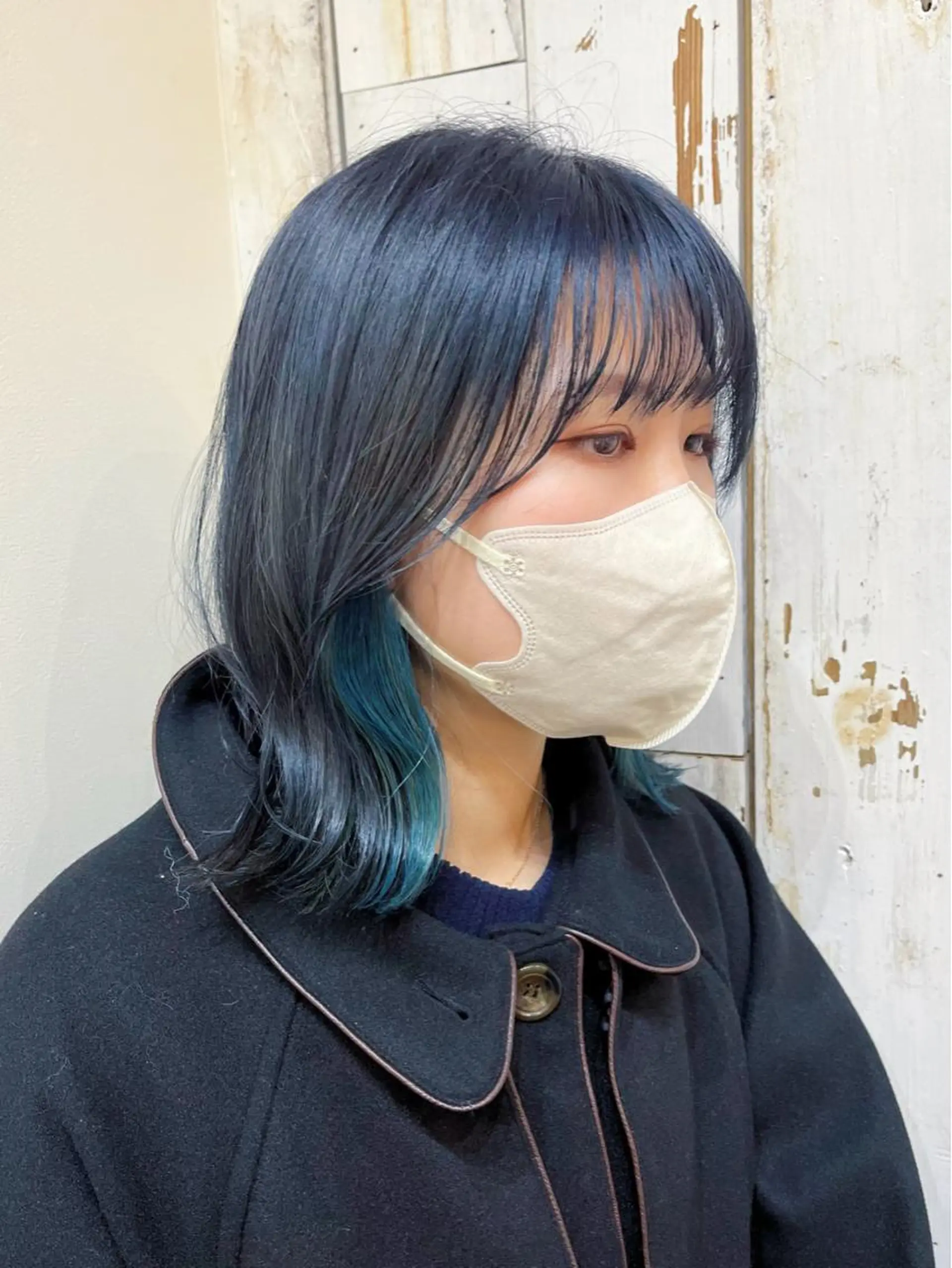 ミディアム カラー ブルーカラー グレージュ ネイビーカラー 髪質改善☆ 縮毛矯正miyuのヘアスタイル