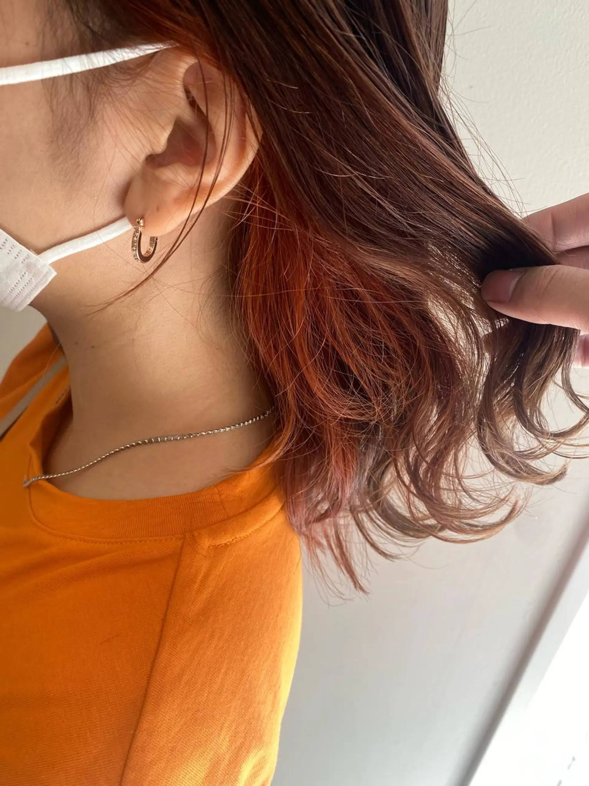 セミロング カラー オレンジ ヘアカラー トリートメント ヘアセット ハイトーン/ウルフ /レイヤー/坂野幸伸のヘアスタイル