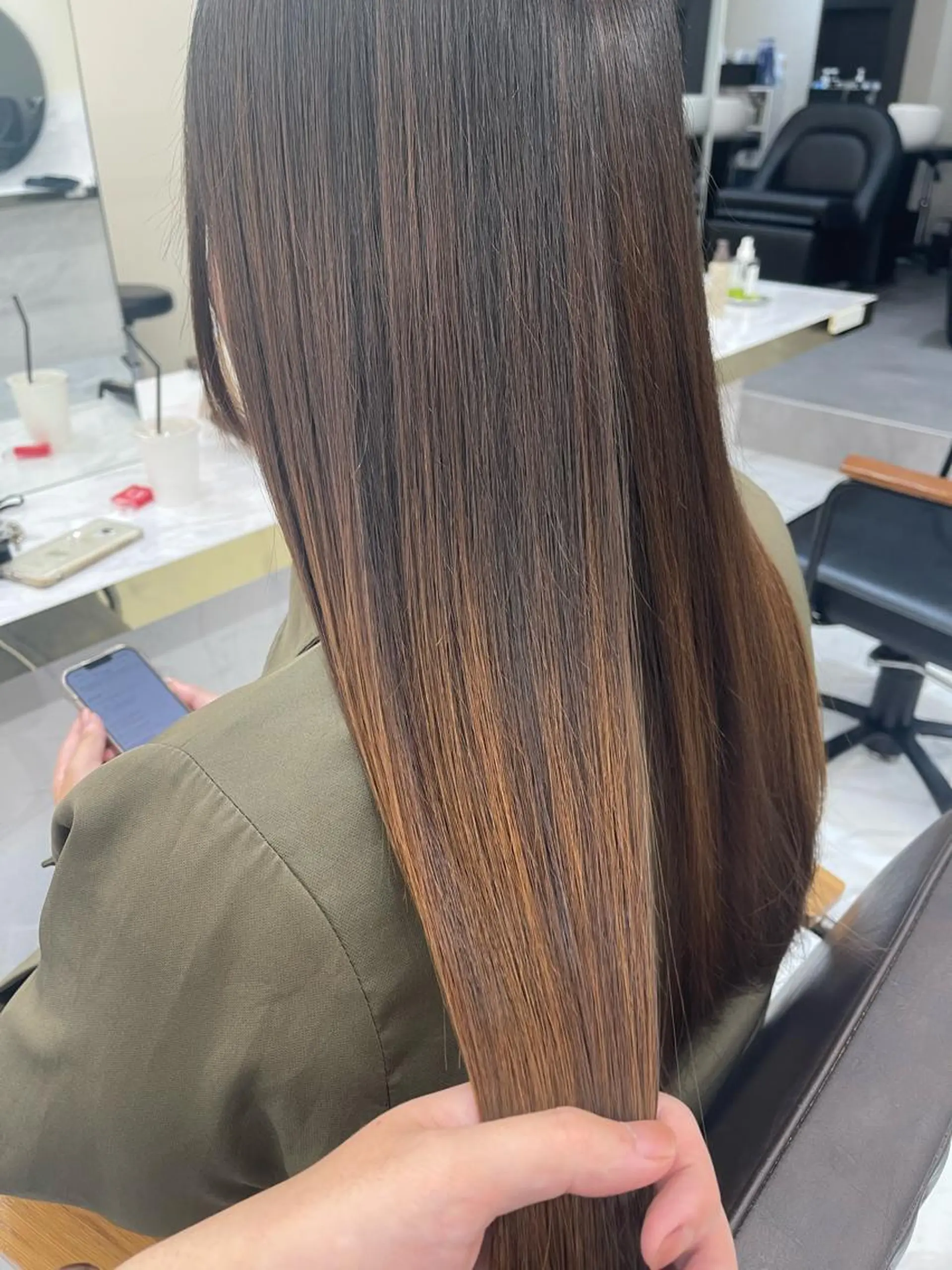 ロング カット 縮毛矯正 トリートメント シンタニナオト /梅田茶屋町のヘアスタイル