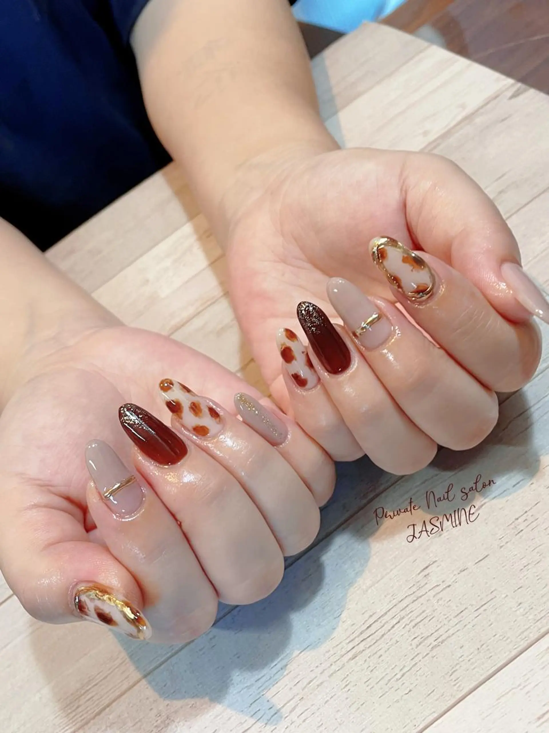 ネイル アニマル柄 アートネイル ミラーネイル Nail salon JASMINEのネイルデザイン
