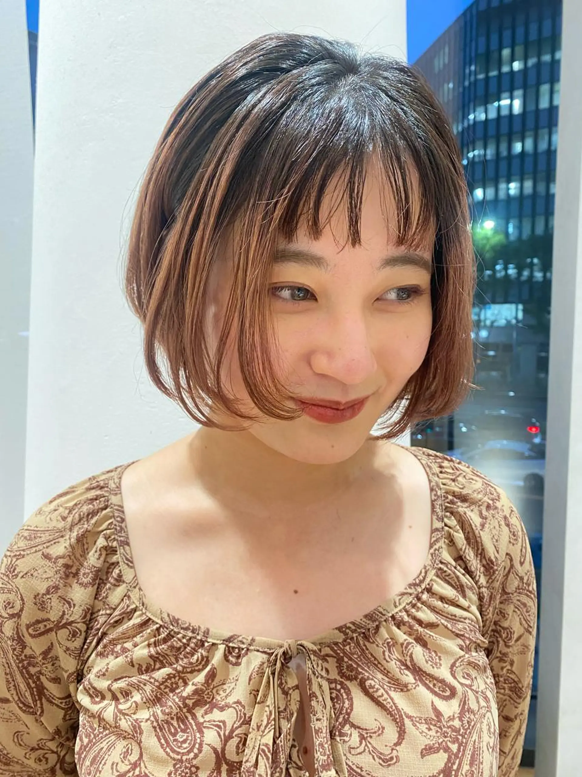 ショート ボブ ハイライト 髪質改善 増井 彩乃のヘアスタイル