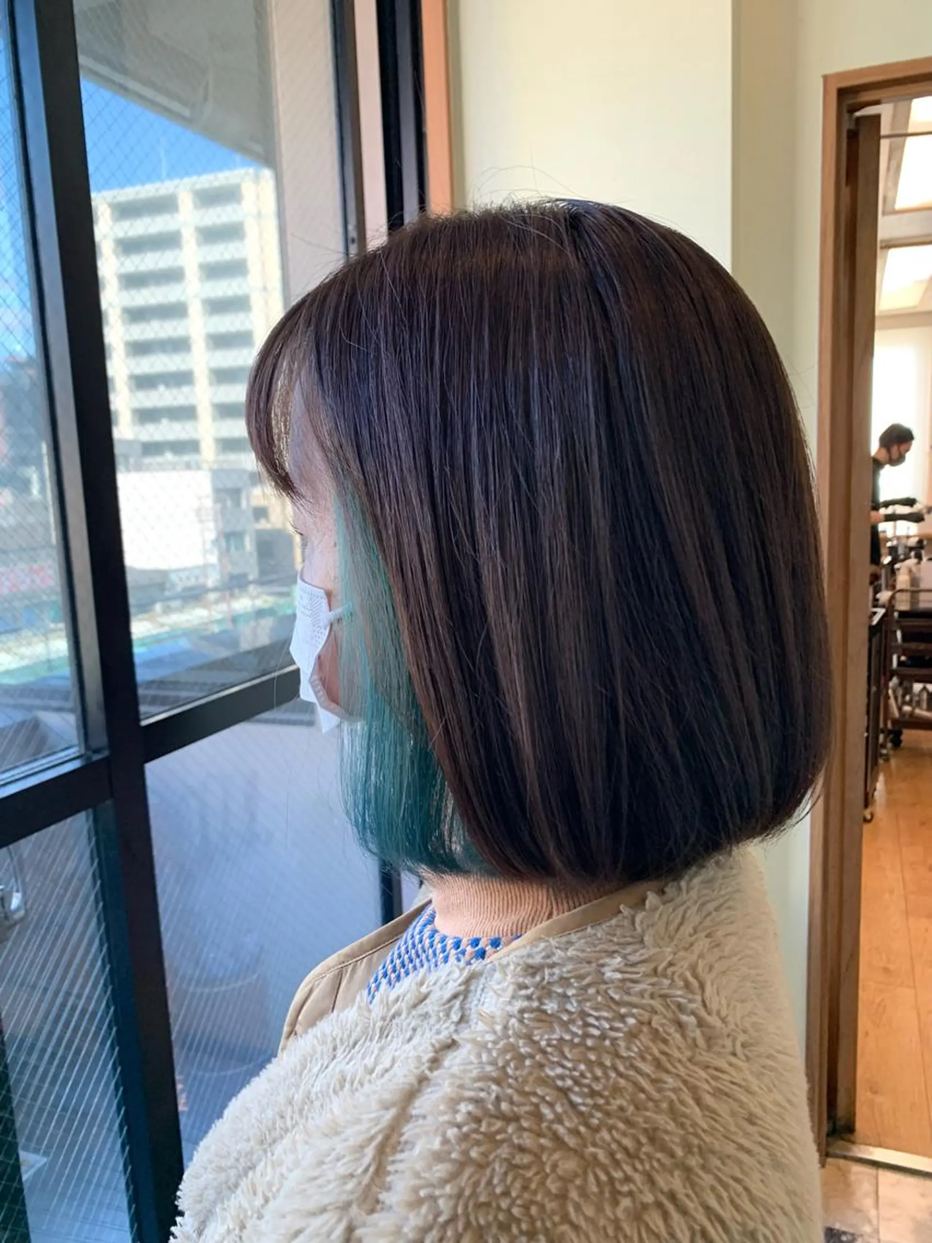 ショート カラー エメラルドグリーン インナーカラー ヘアカラー yuri🌼 NUMBER 天王寺のヘアスタイル