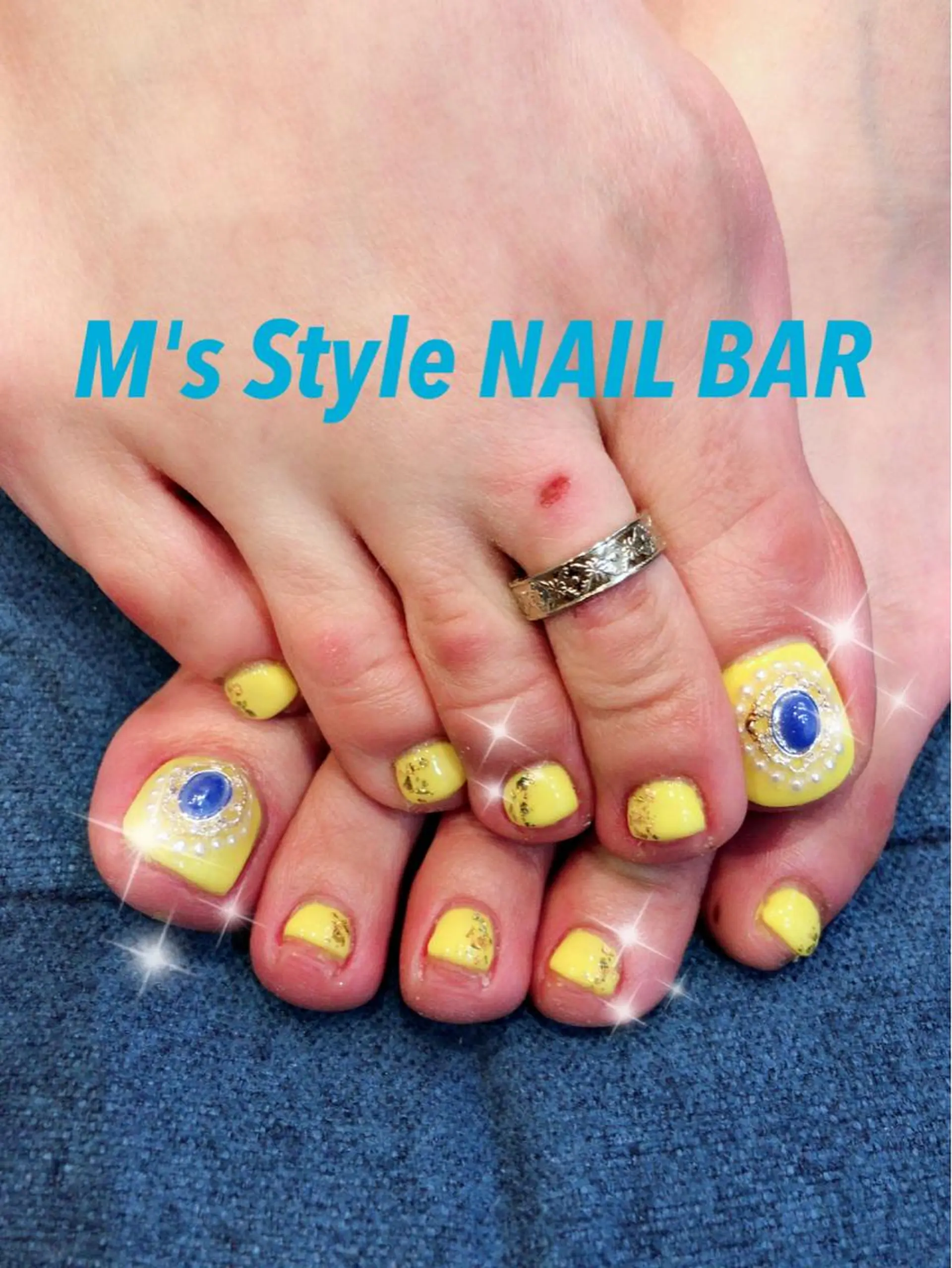 ネイル 持ち込み 黄色 フットネイル M's Style NAIL BARのネイルデザイン