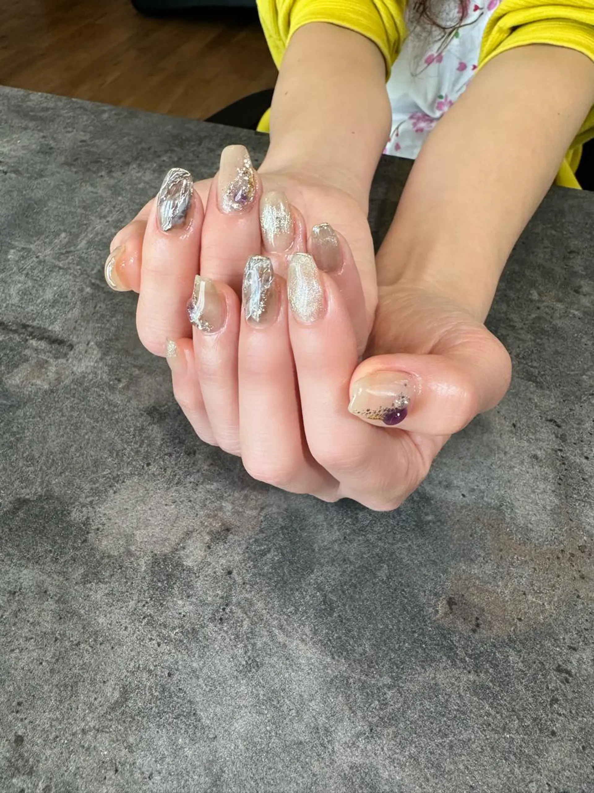 ネイル フラワーネイル フレンチネイル ジェルネイル ガラスフレンチ 大理石ネイル(マーブル) nail salon amanoのネイルデザイン