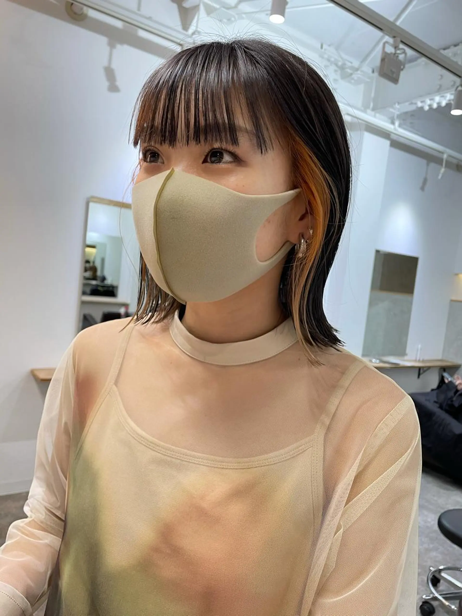 ショート カラー パーマ ヘアアレンジ メンズ キッズ ネイル マツエク・マツパ オレンジ カラーマツエク ボブ 外ハネヘア オレンジ ヘアカラー トリートメント パーマ/透明感カラー /ボブ/吉田一生のヘアスタイル