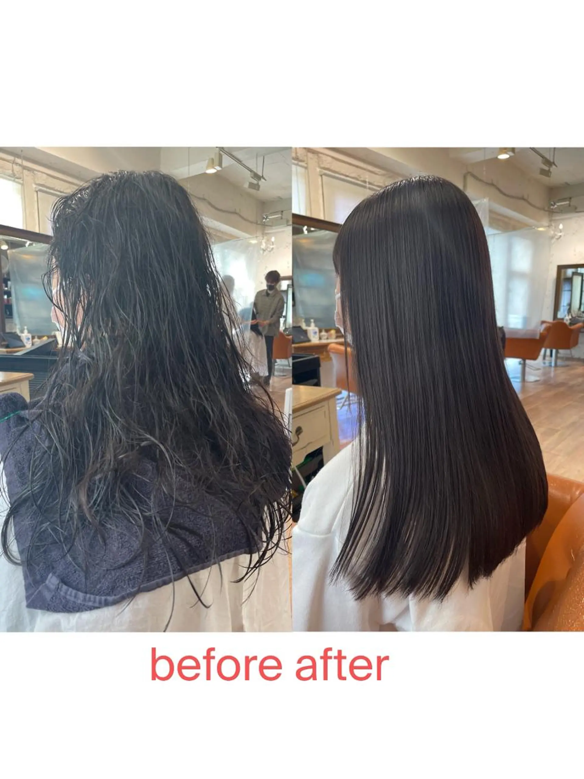 セミロング パーマ 縮毛矯正 360°キレイな ショートカットのヘアスタイル