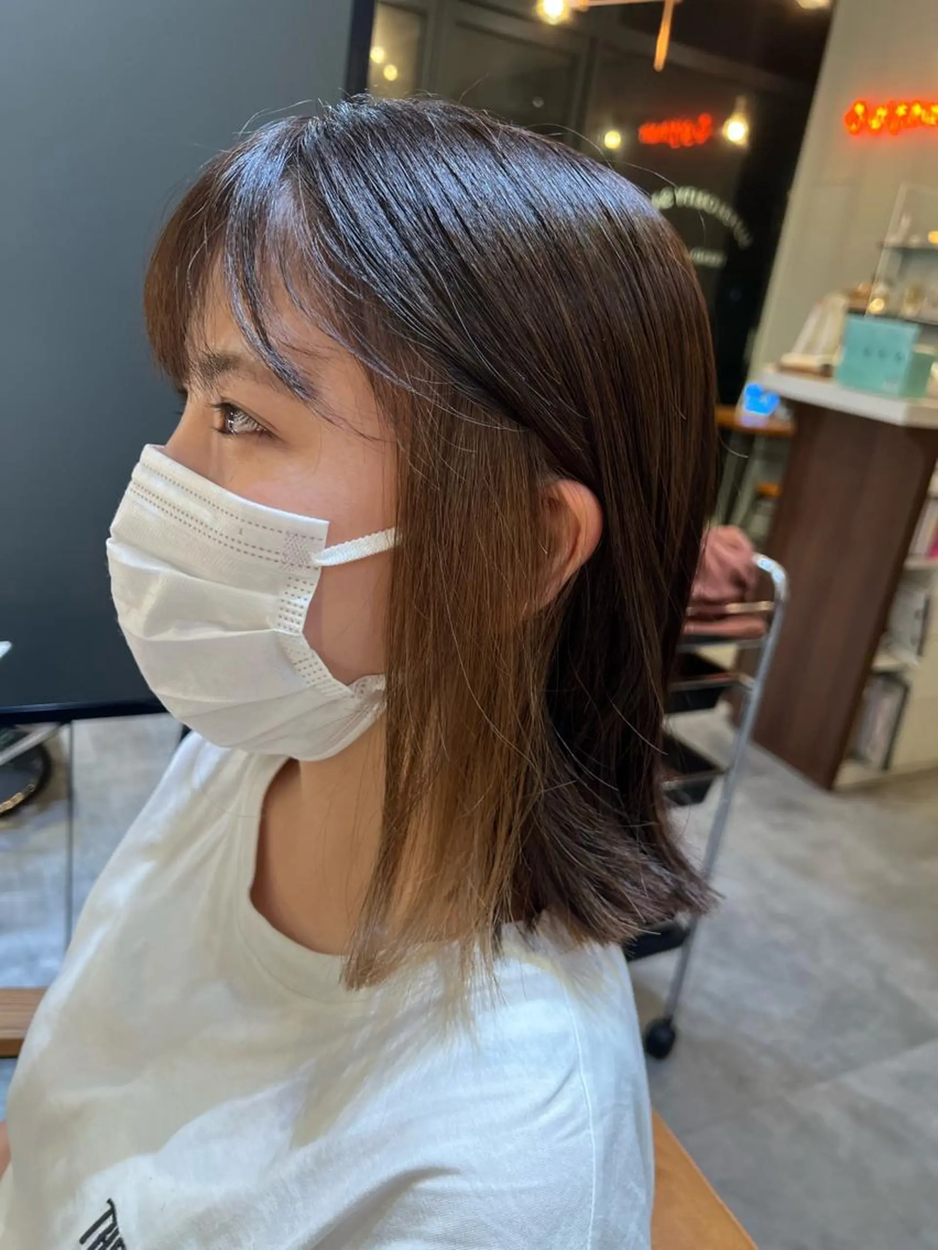 ミディアム カラー グレージュ カット ヘアカラー トリートメント 髪質改善ストレート Kantaのヘアスタイル