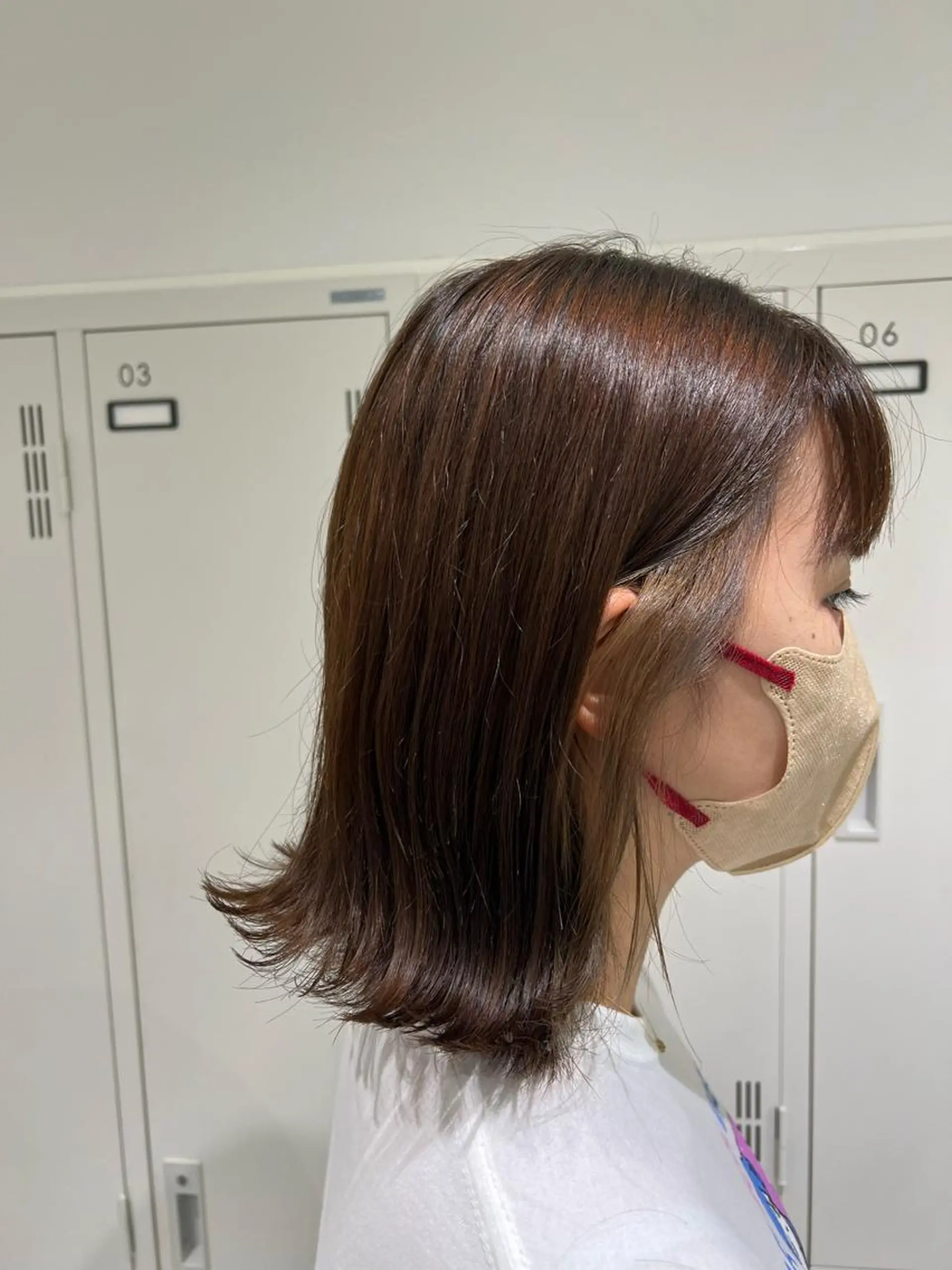 ミディアム カラー ベージュカラー イヤリングカラー ヘアカラー トリートメント 【暖色カラー特化】 中山由梨のヘアスタイル