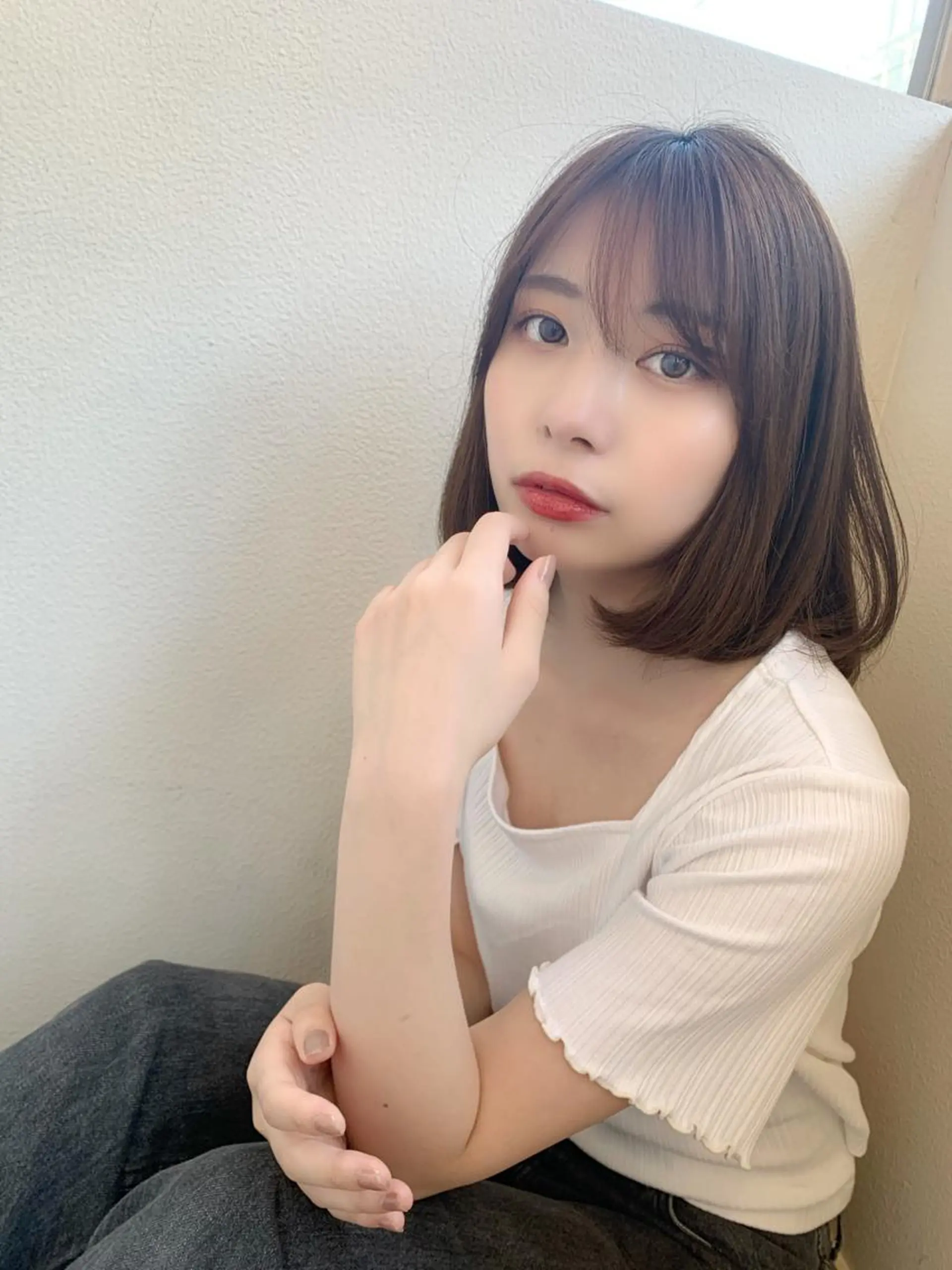 ミディアム カラー ボブ タンバルモリ 韓国風ヘア カット ヘアカラー 藤間 帆乃夏（とうまほのかのヘアスタイル