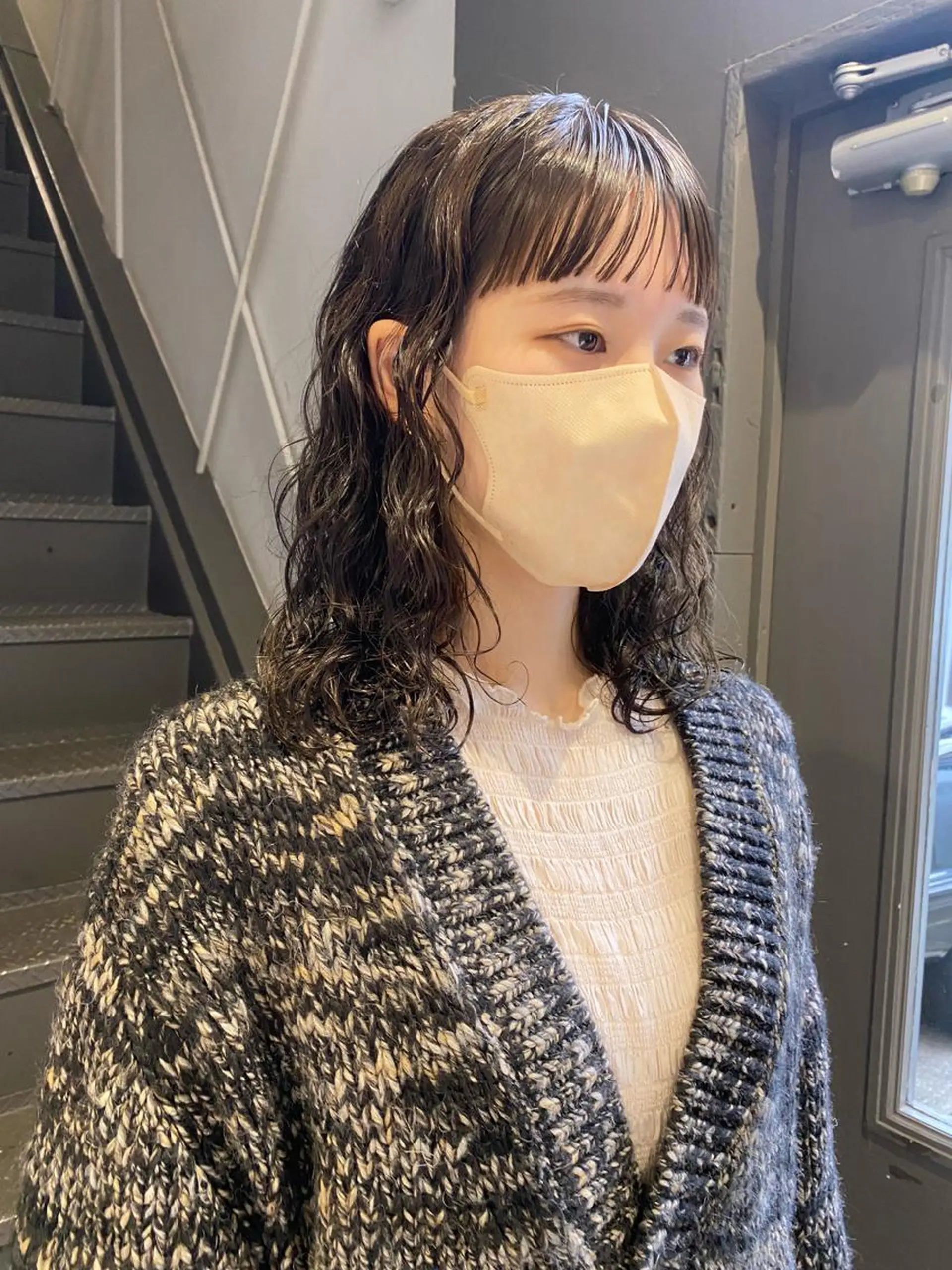 セミロング カラー パーマ ボブ/ミニボブ 透明感カラーkadoのヘアスタイル