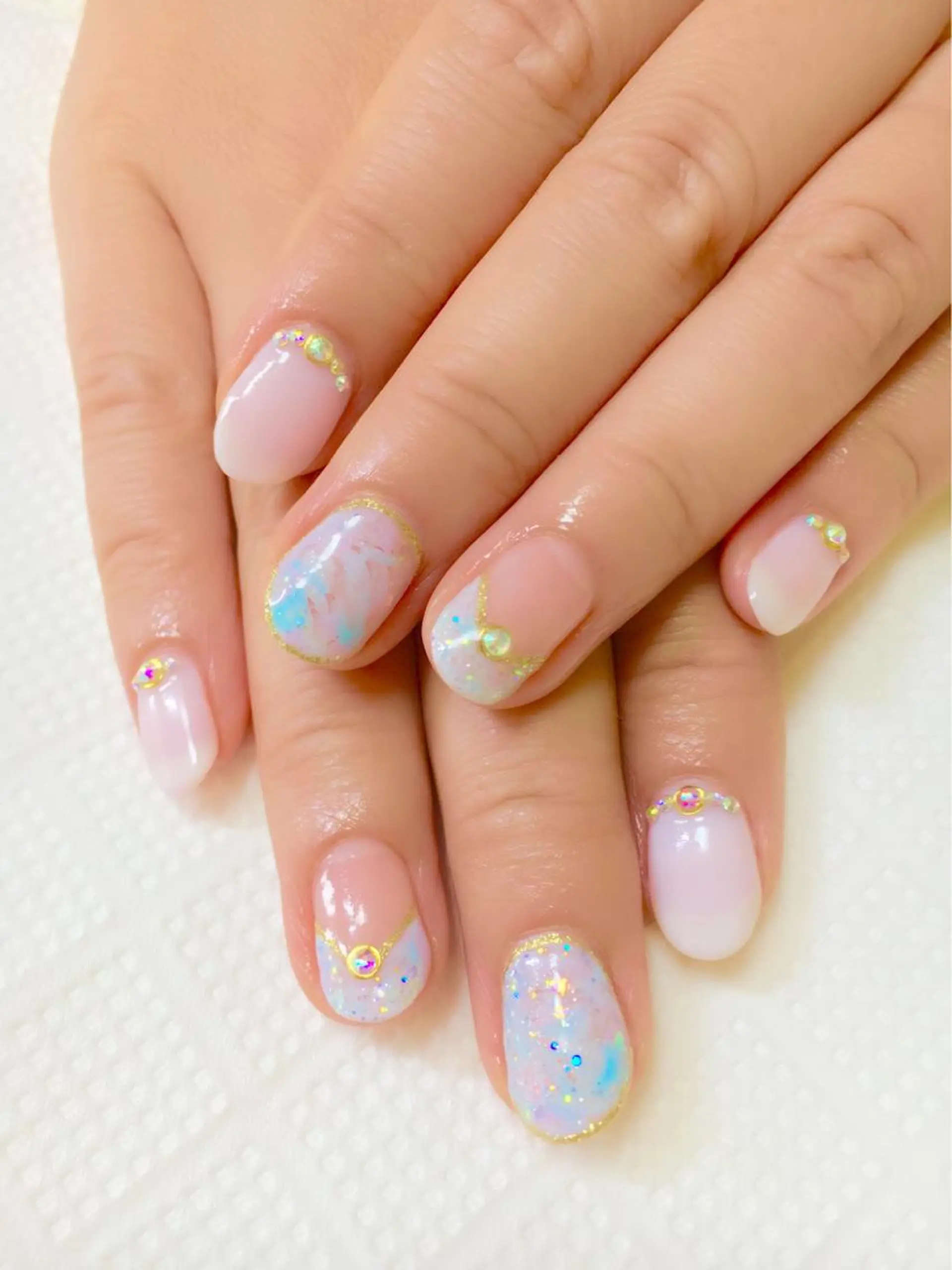 ネイル フレンチネイル 大理石ネイル(マーブル) clover nailのネイルデザイン