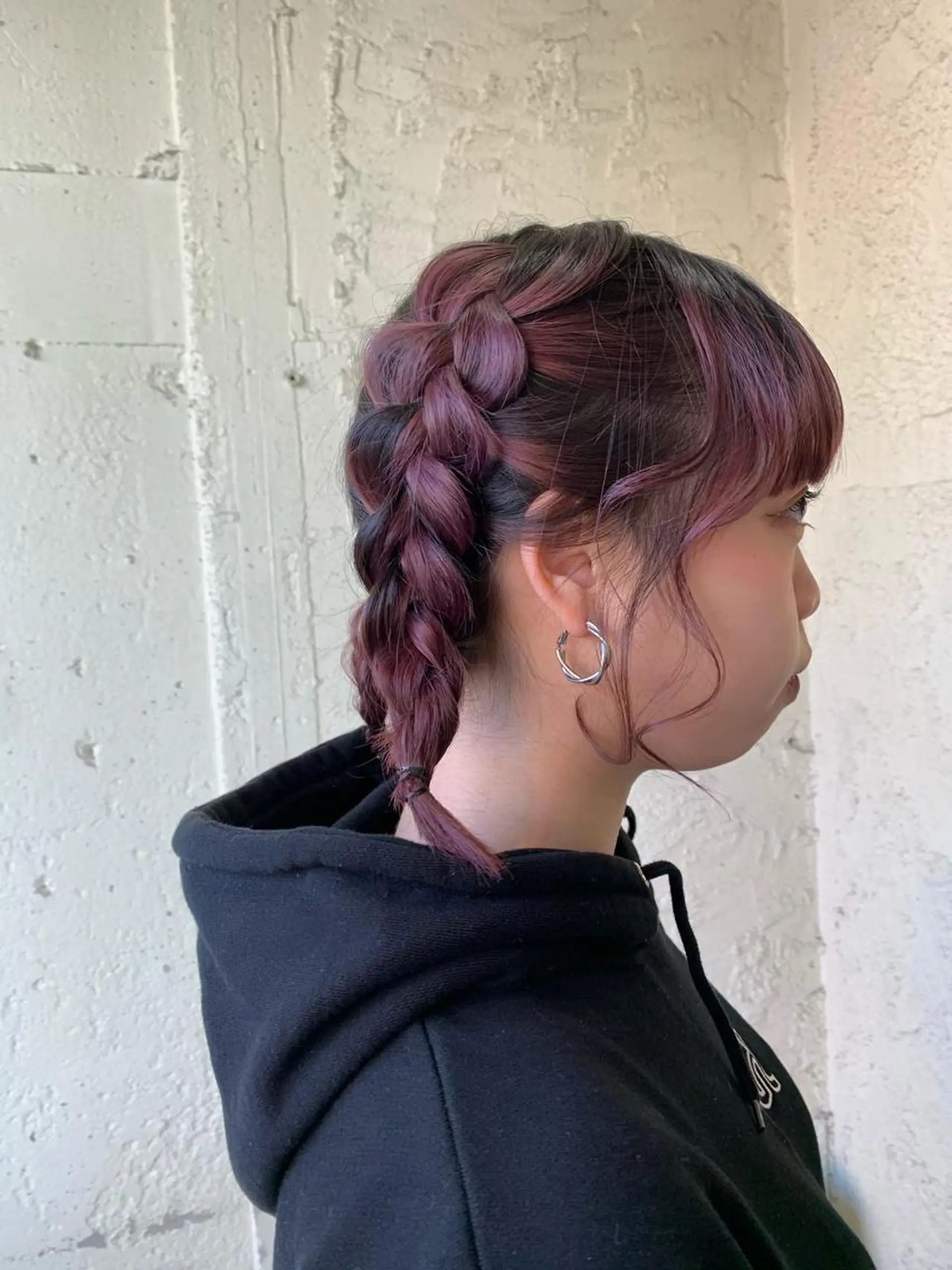 ミディアム カラー ブリーチ カシス 髪質改善ストレート/ ブリーチ／渋谷　福田のヘアスタイル