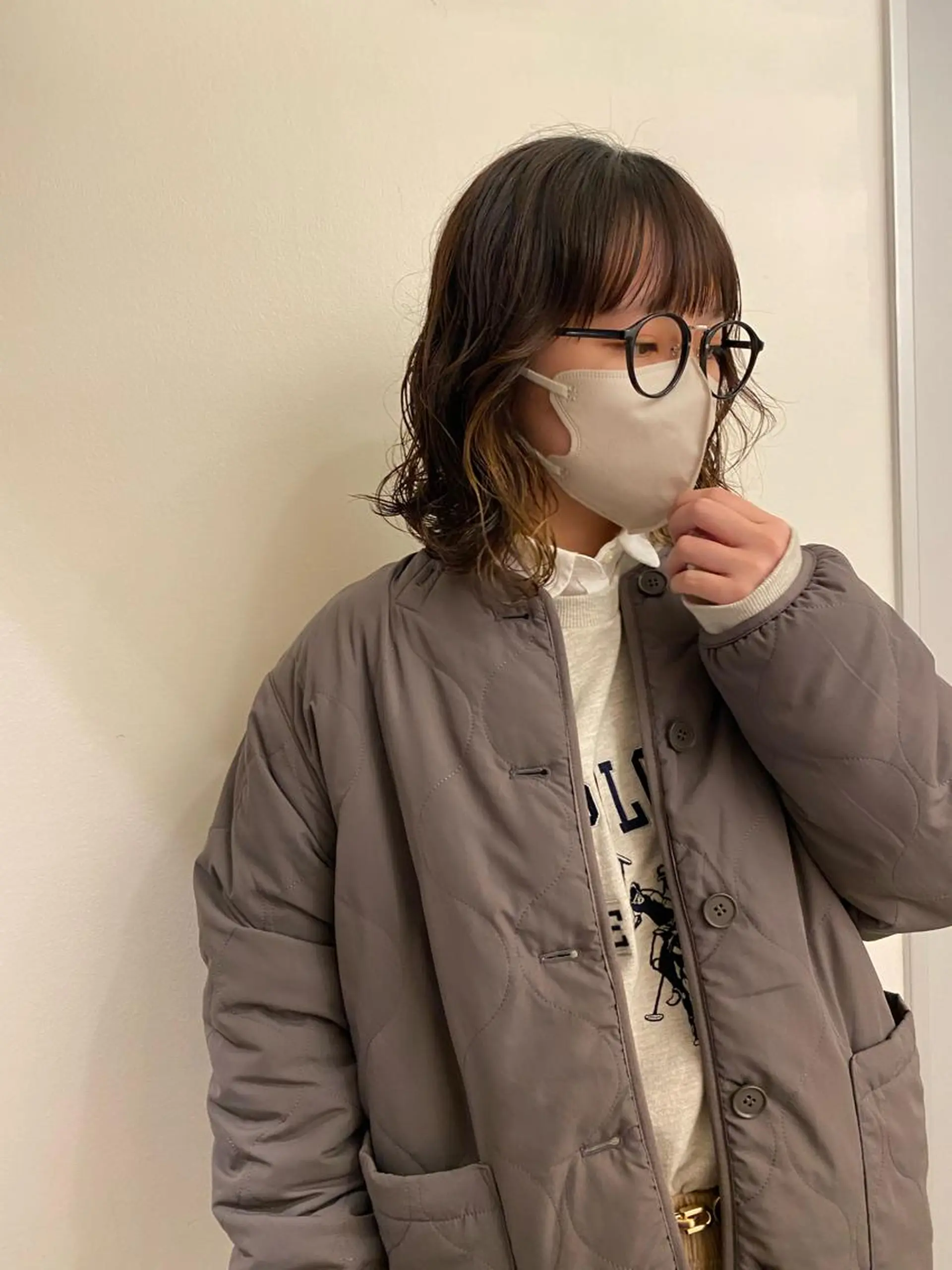 ミディアム パーマ ミディアムパーマ アッシュ ミストバング ボブ くびれヘア カット パーマ トリートメント chobii表参道所属・吉田 光佑のヘアスタイル