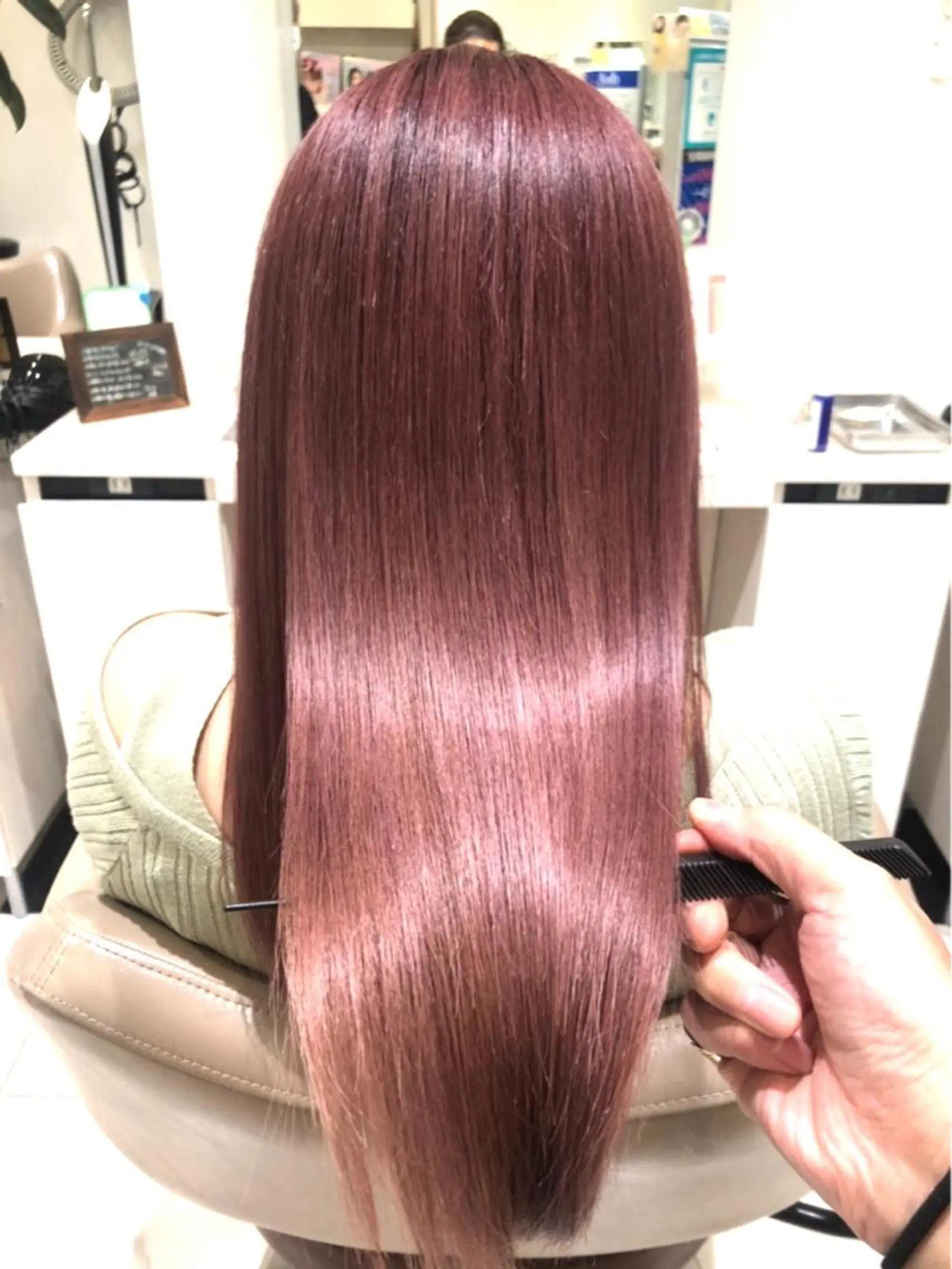 ロング カット ヘアカラー トリートメント 三箇島陽香/髪質改善 クロスパーマ縮毛矯正のヘアスタイル