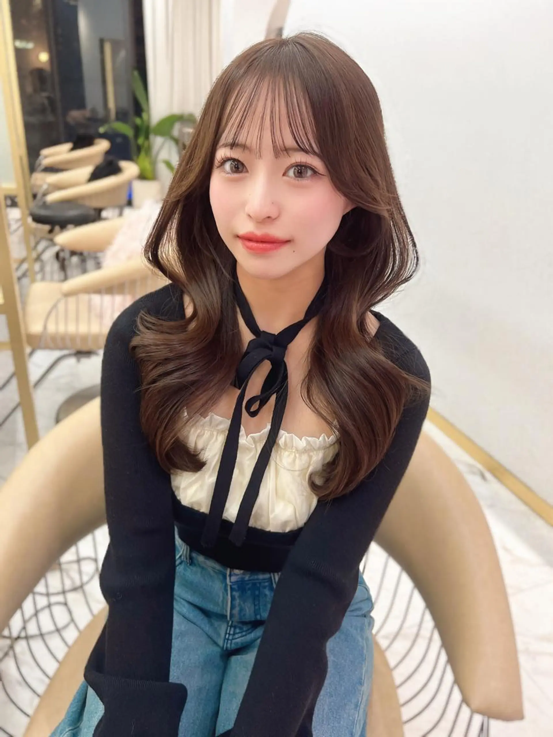 ロング カラー 顔周り似合わせ・巻け るレイヤー水谷航大のヘアスタイル