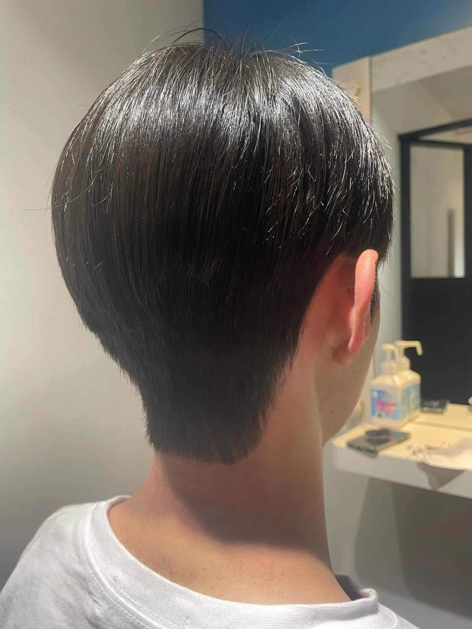 ショート メンズ センターパート ダウンパーマ カルマパーマ メンズ韓国風 韓国マッシュ カット パーマ key キーのヘアスタイル