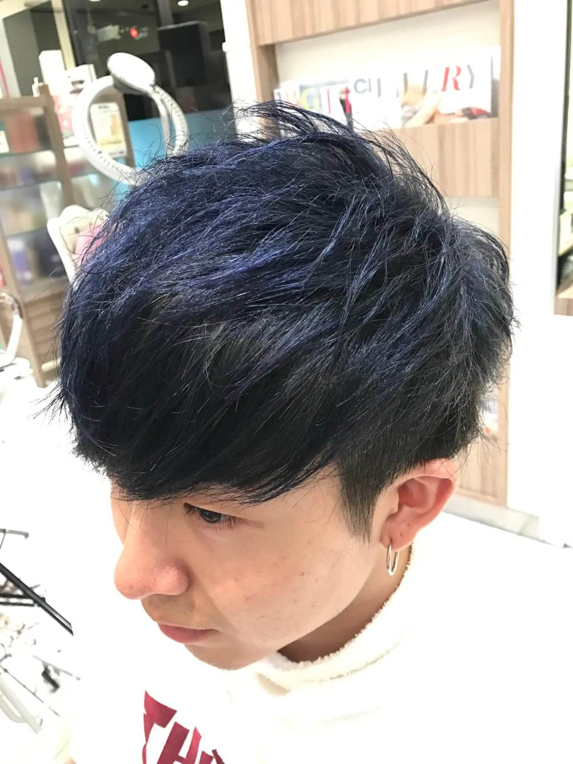 ショート カラー メンズ ネイビーカラー 【メンズ縮毛矯正】 田中秀斗のヘアスタイル