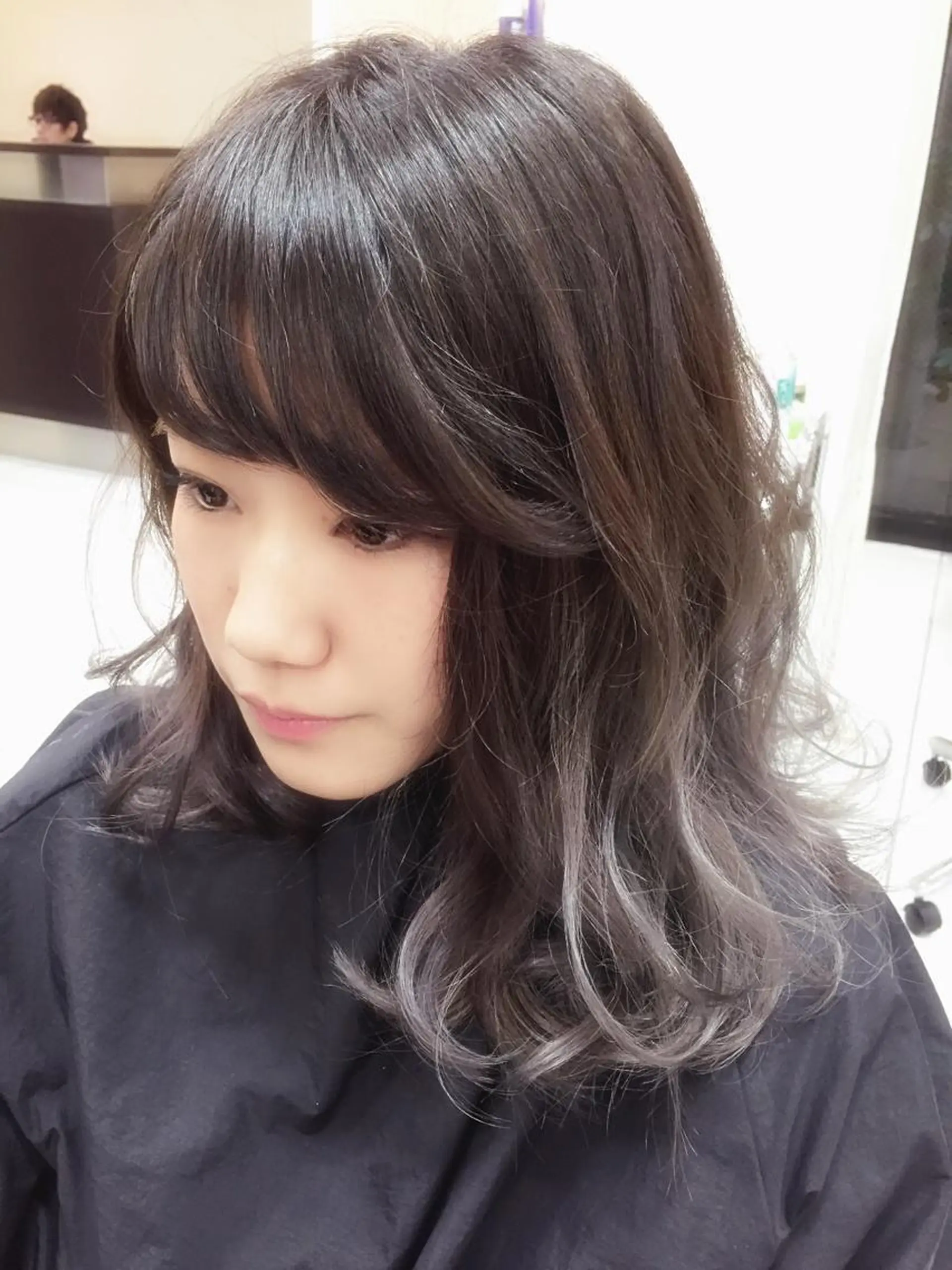 ミディアム セミロング ロング カラー パーマ 神山 昌子のヘアスタイル