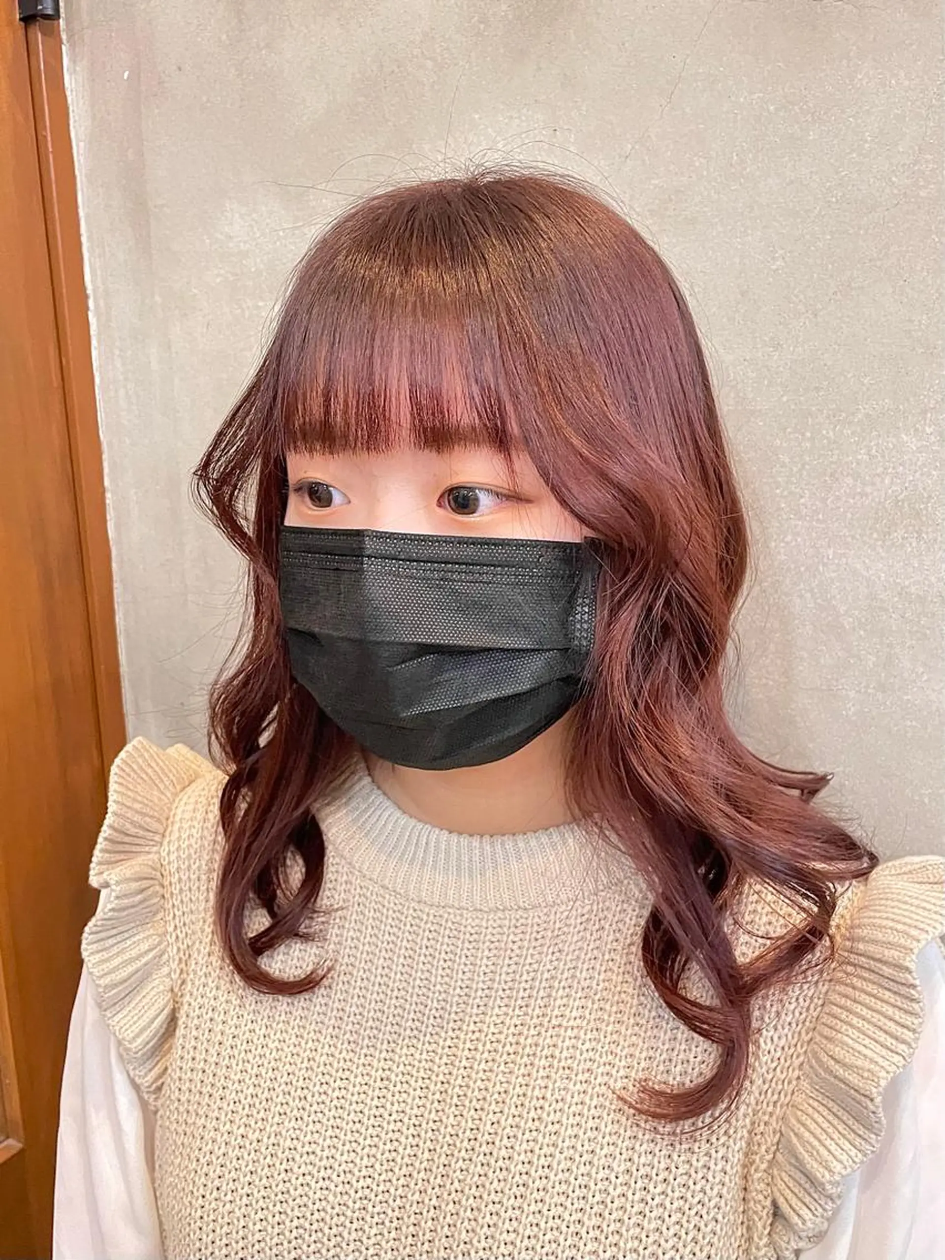 ミディアム カラー ブラウンカラー ピンクカラー ピンクブラウン 似合わせカット カット ヘアカラー トリートメント 【ピンク/韓国ヘア/ ヘアセット】亜海のヘアスタイル