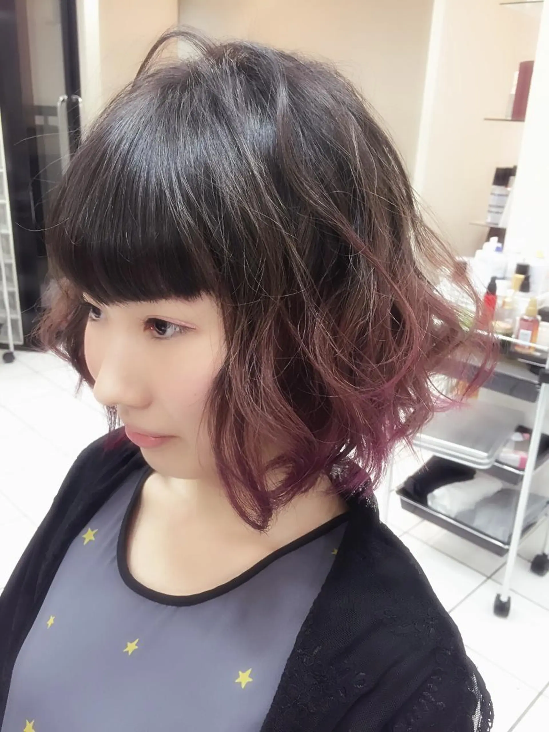 ショート ミディアム カラー パーマ 神山 昌子のヘアスタイル