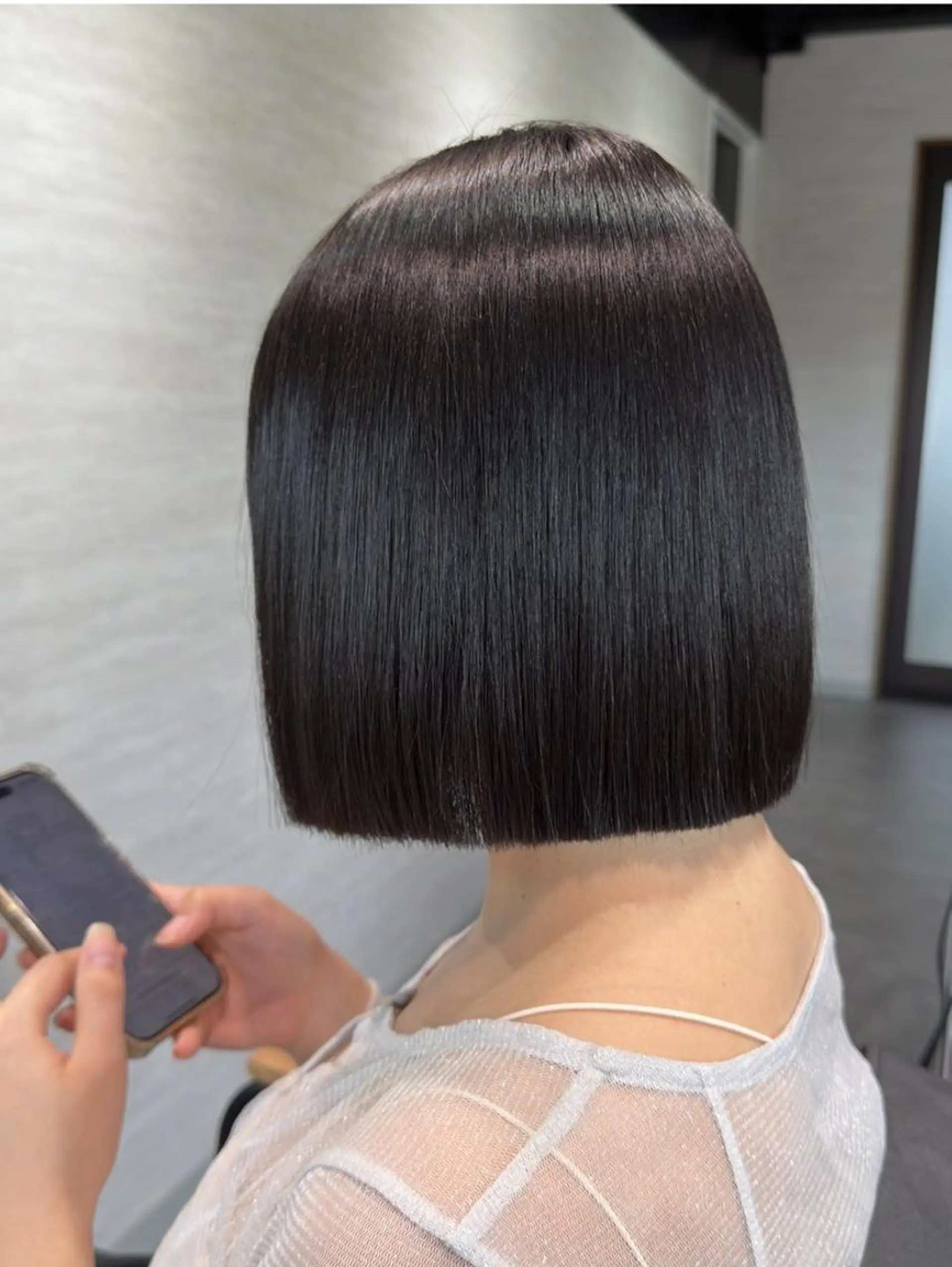 ミディアム ボブ 伸ばしかけ 縮毛矯正 縮毛矯正 トリートメント 作田 洋介のヘアスタイル