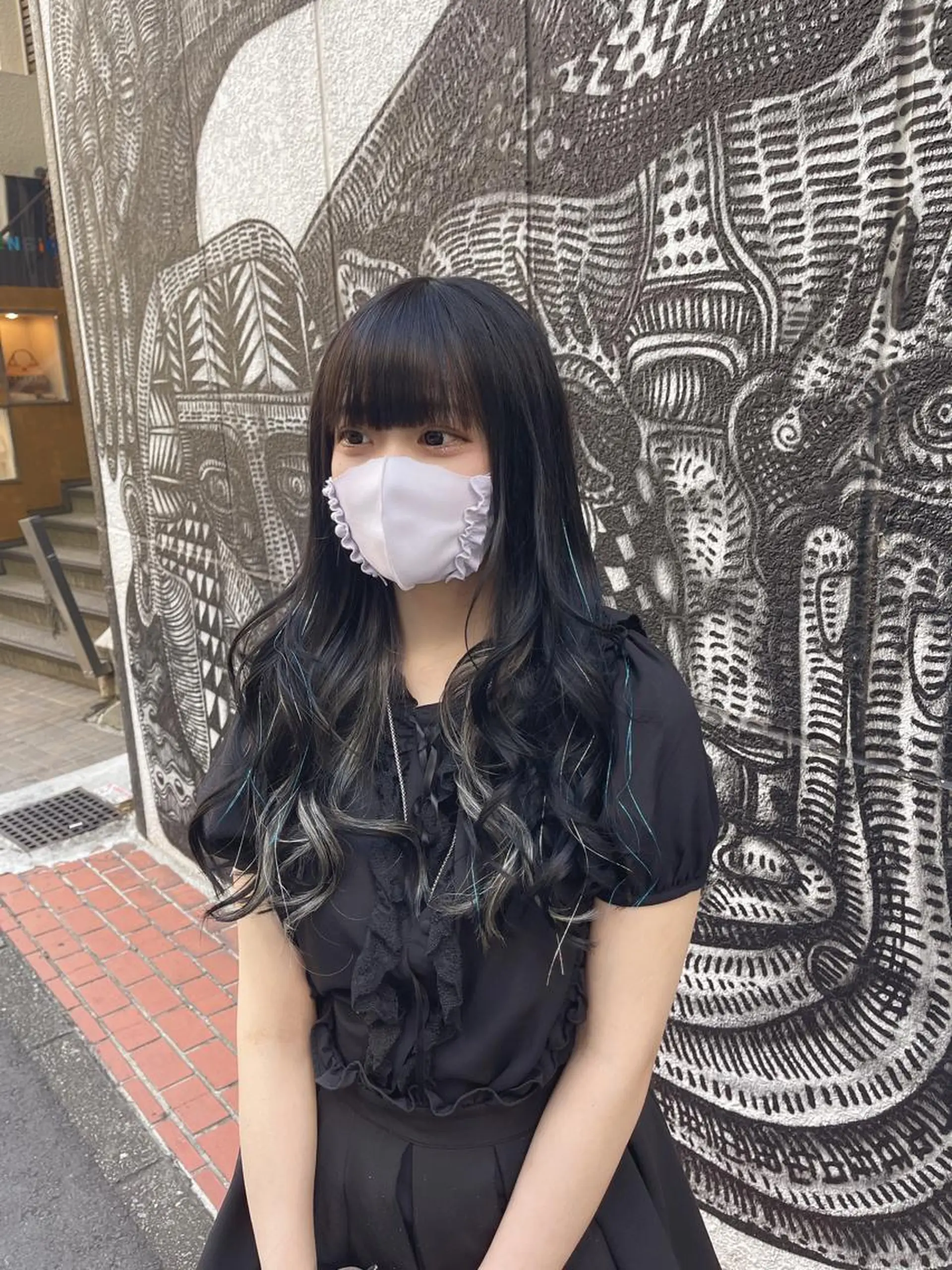 ロング カラー ヘアアレンジ ブルーカラー インナーカラー シルバー エクステ 🌈派手髪エクステ ブレイズ🌈ひろとのヘアスタイル