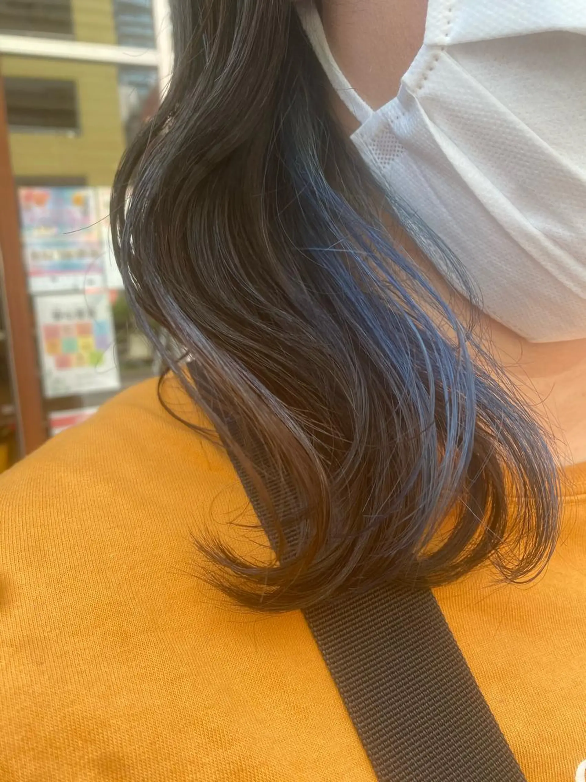 ミディアム カラー ヘアアレンジ ブルーカラー ヘアカラー トリートメント 溝口 ひなこのマツエク・マツパデザイン