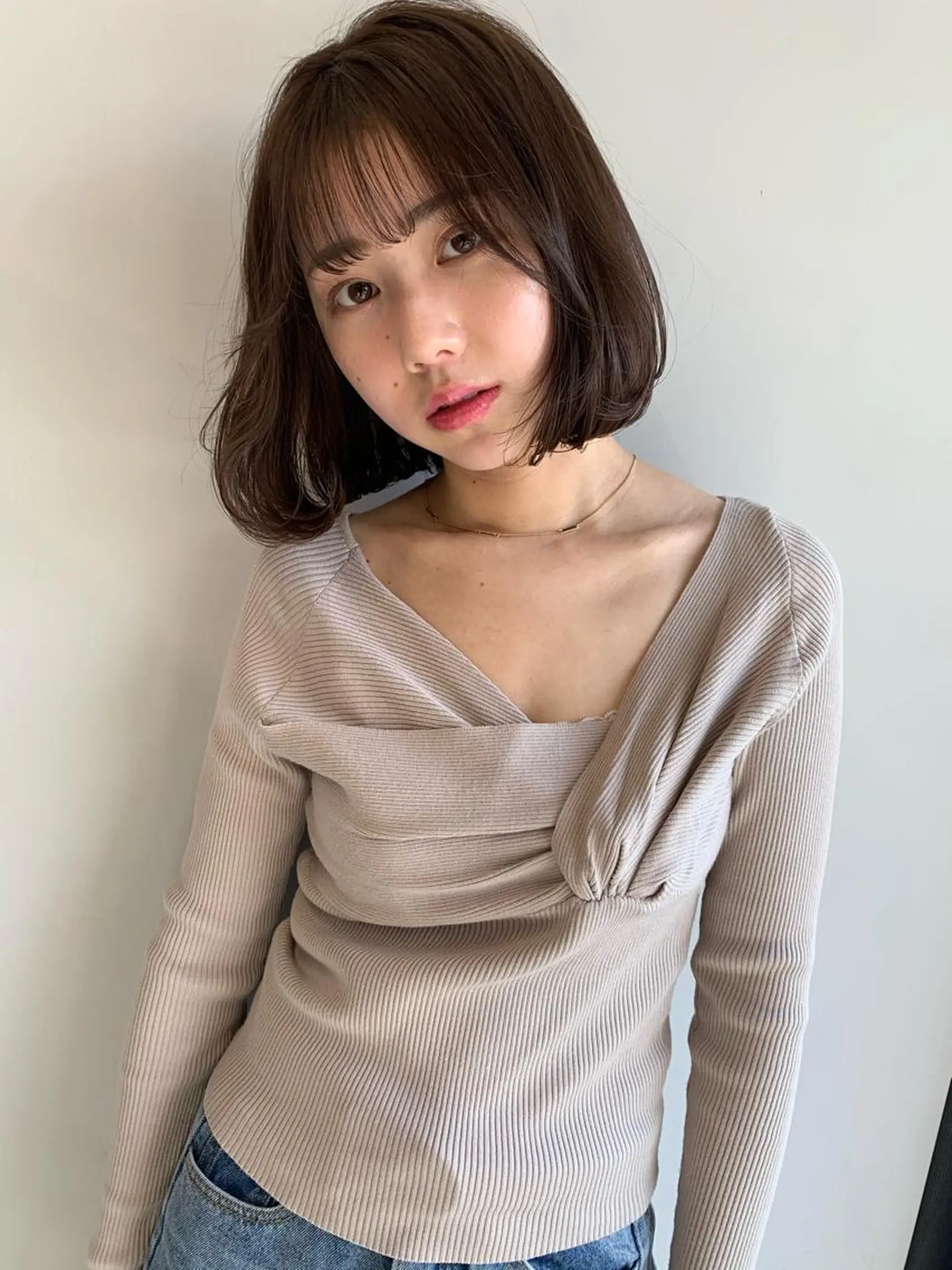 ミディアム カラー 透明感/オリーブ/ グレージュ/YUKAのヘアスタイル