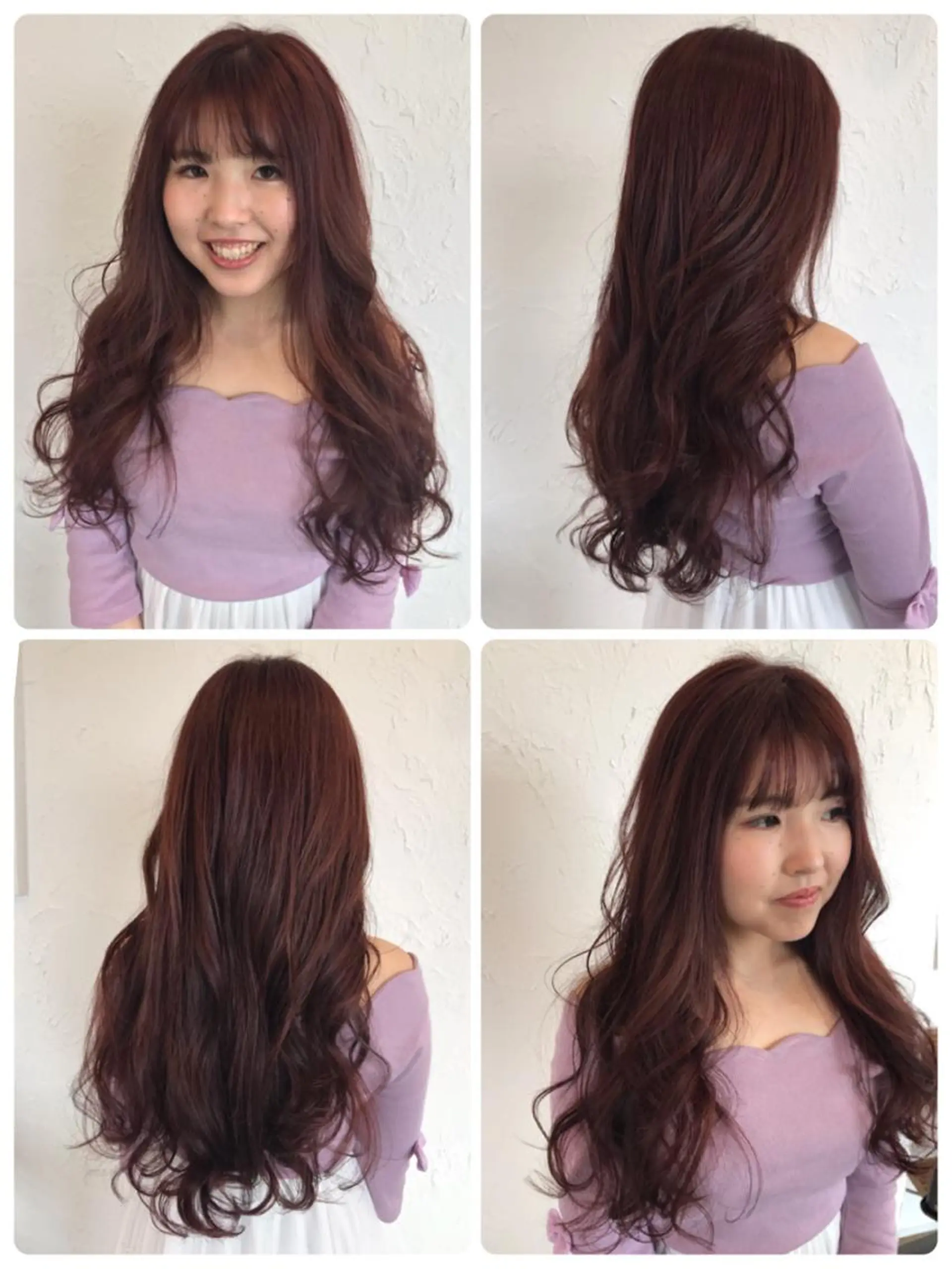 ロング カラー パーマ ヘアアレンジ メンズ ピンクカラー バイオレットカラー バイオレットピンク ロング トリートメント 豊橋美容院 ソンリエのヘアスタイル