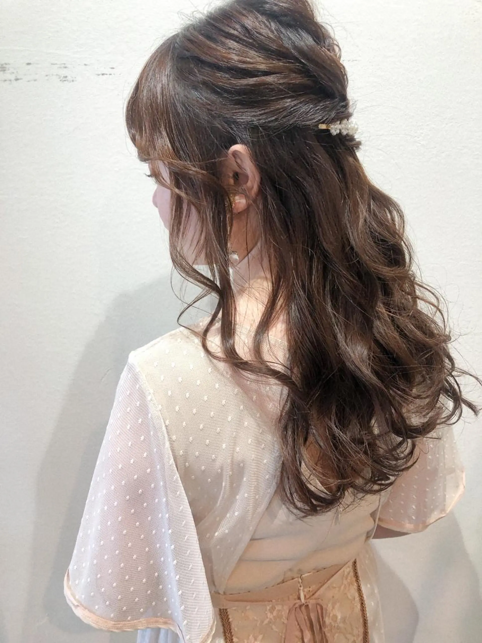 ロング ヘアアレンジ ハーフアップ ロング ヘアセット カラーパティシエ facce🌼ikoのヘアスタイル